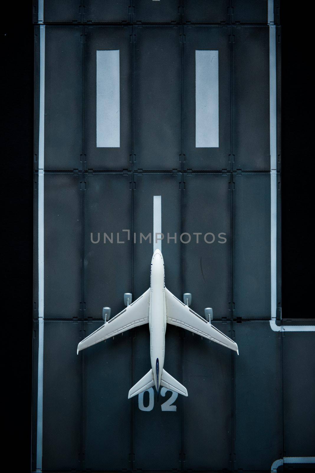 RUSSIA - 2019: LUFTHANSA Airlines aircraft takes off at airport in miniature by marynkin