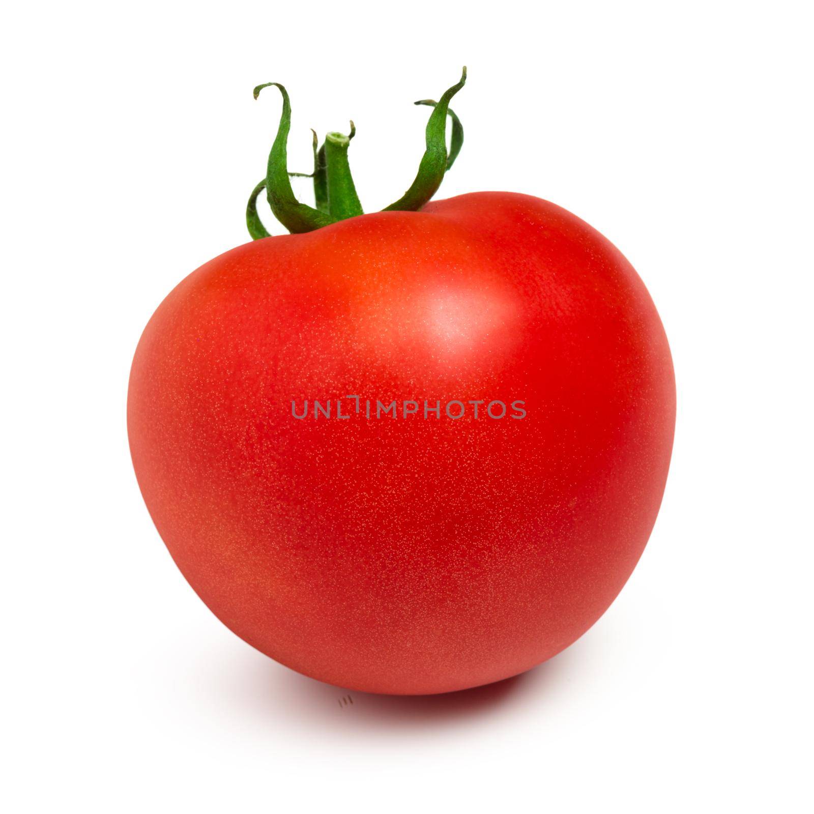Ripe red tomato isolated on white background. creative photo.
