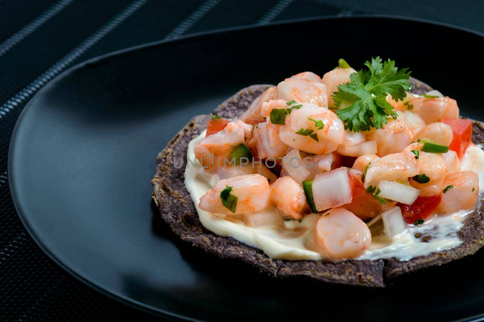 Red shrimp ceviche and blue corn tostadas by RobertPB