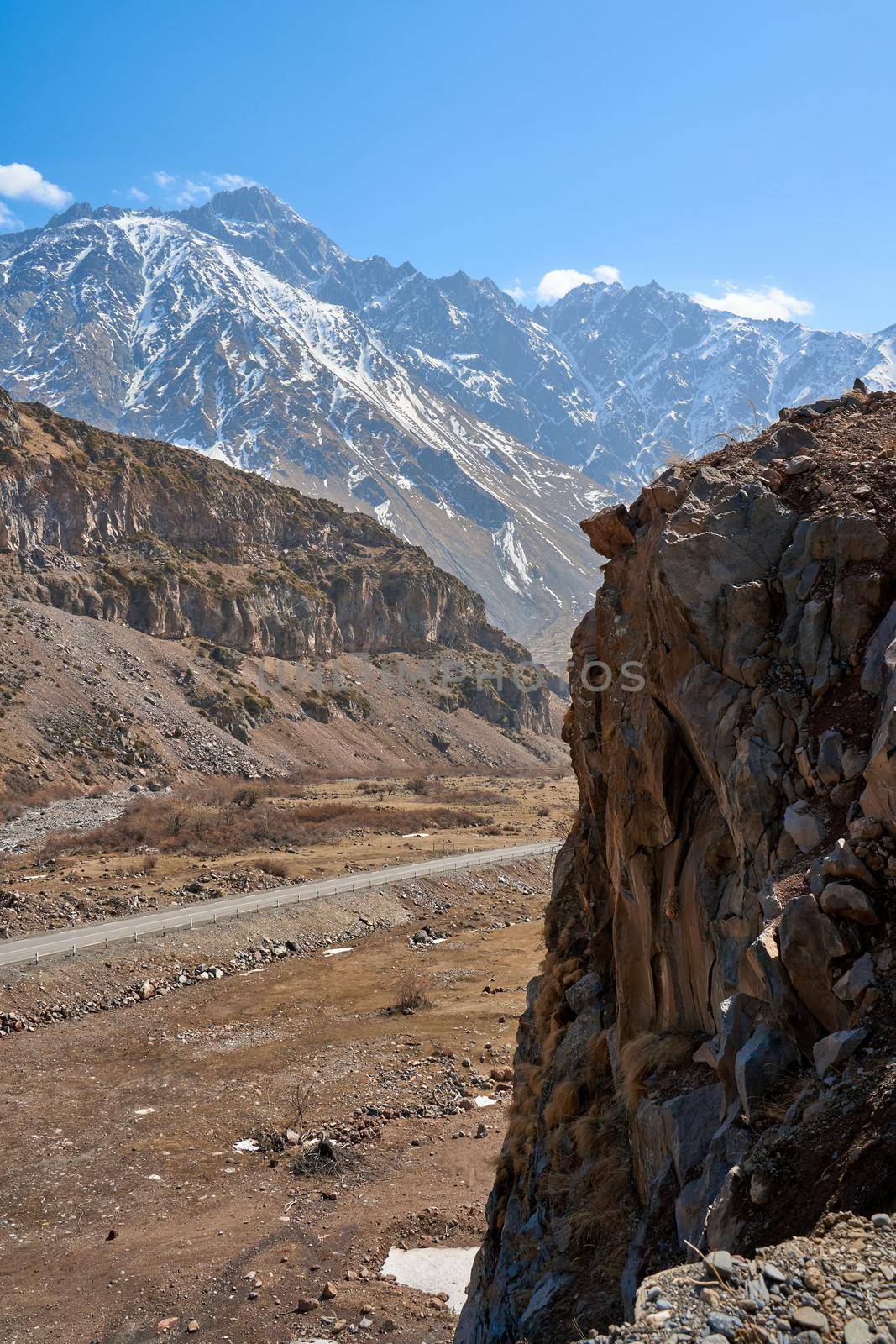 Early spring in the mountains. Travel by car in Georgia. Amazing mountain cliffs landscape by Try_my_best