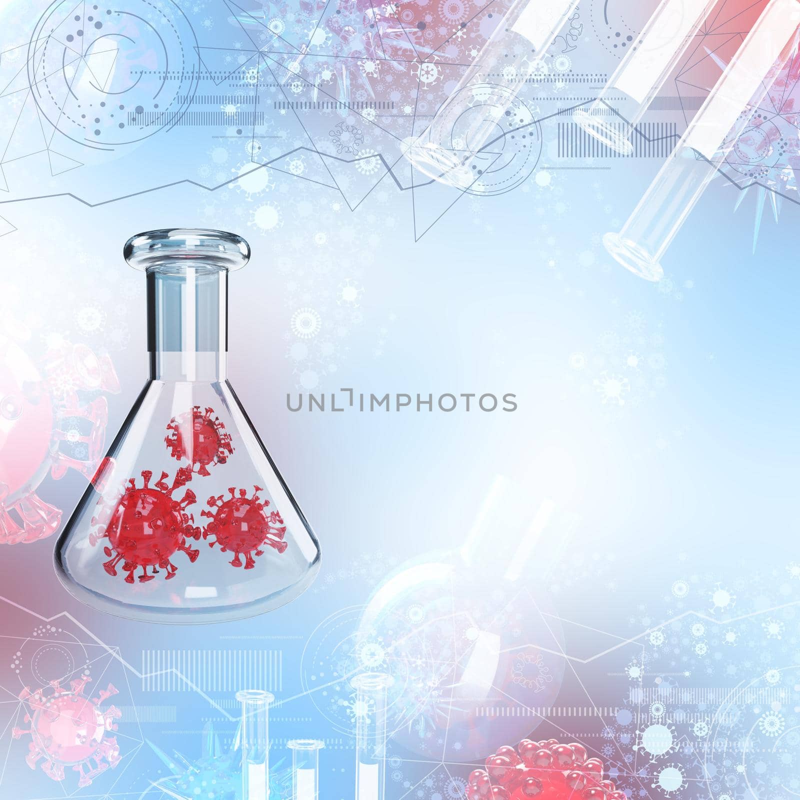 Antiviral drug research light blue abstract 3d illustration by kisika