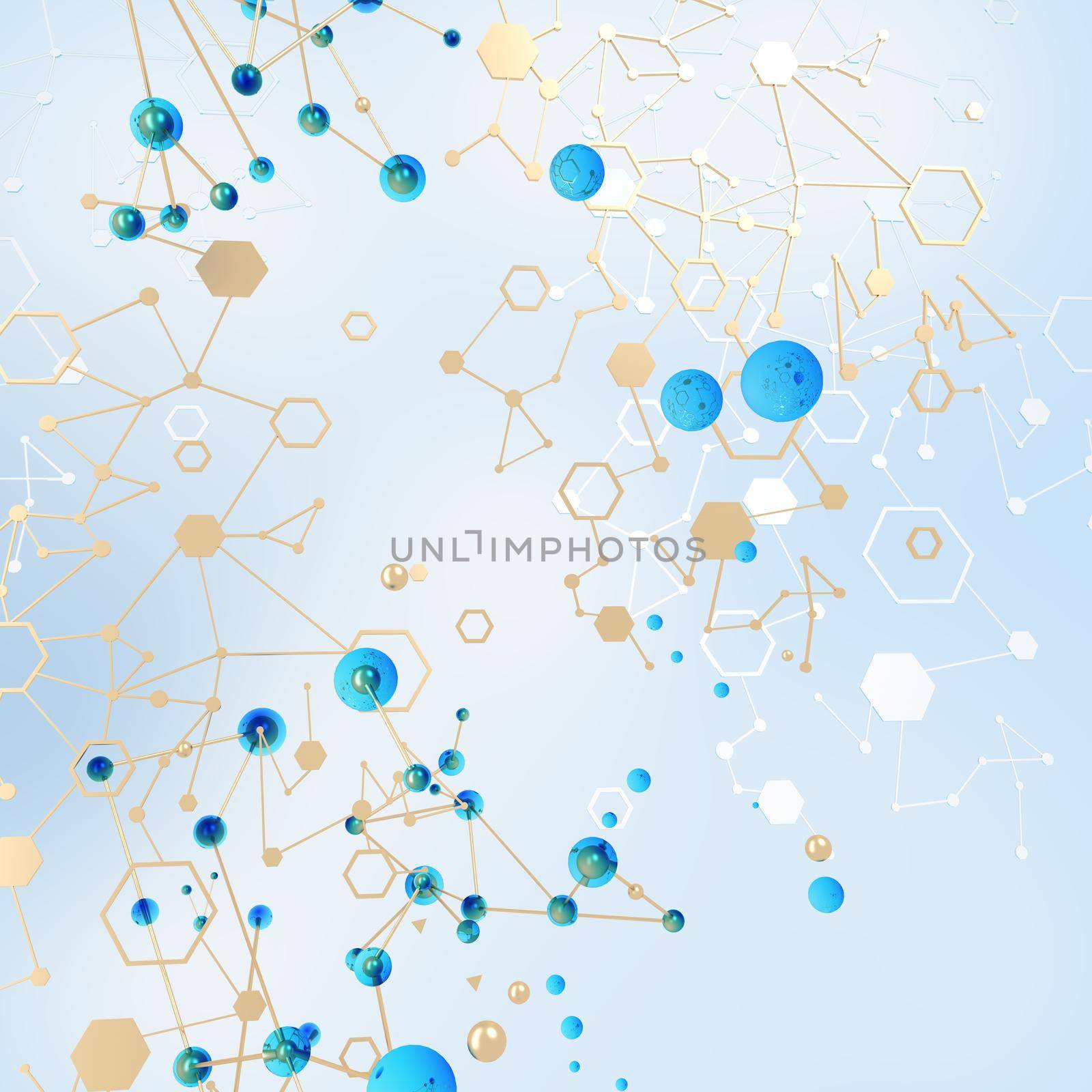 Industrial Molecule Gold Blue colored wallpaper