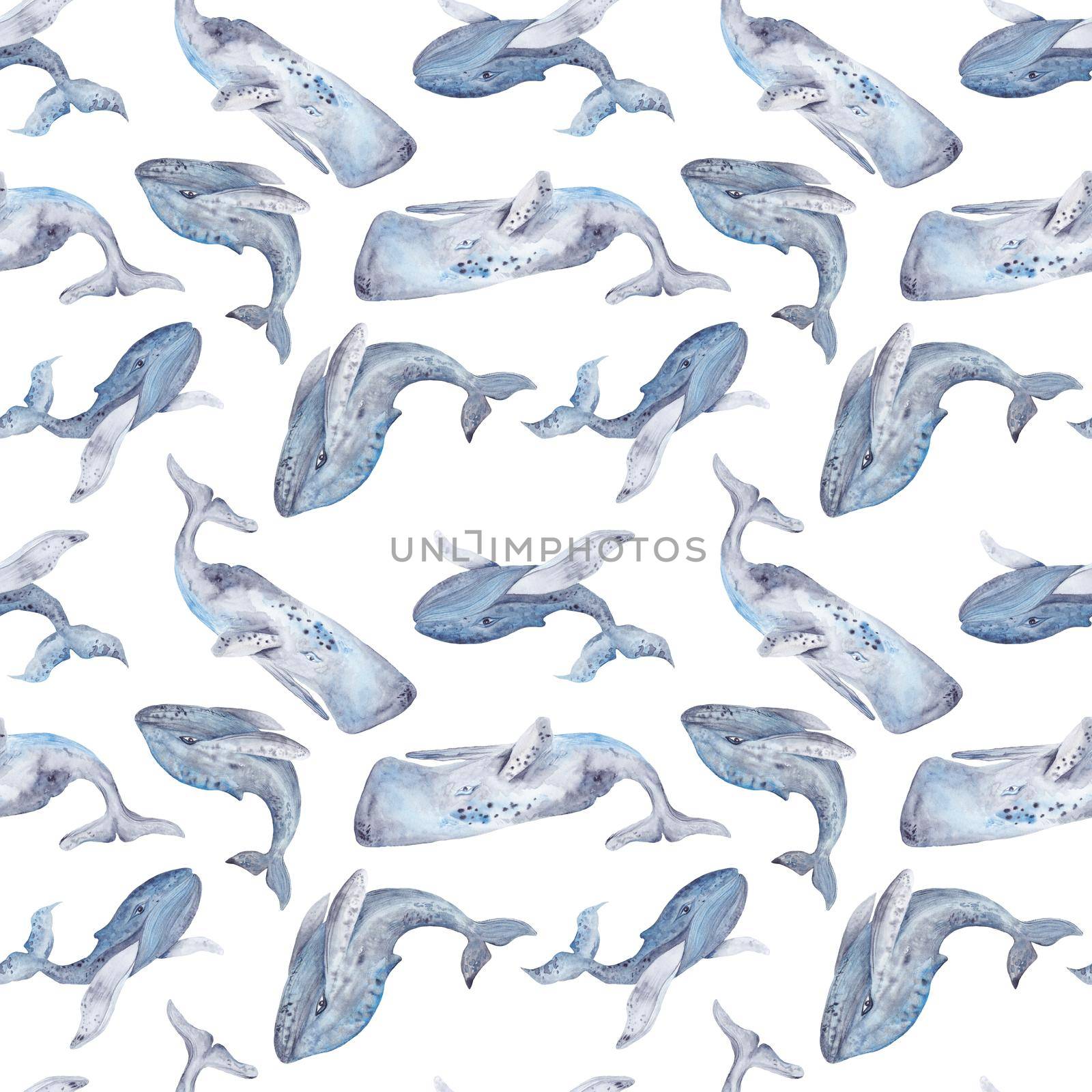 Seamless Texture with Watercolor Whales by kisika