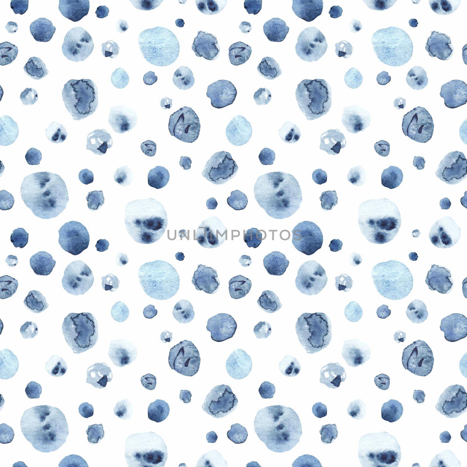 Watercolor hand-painted Fresh Blue Garden Seamless Pattern by kisika