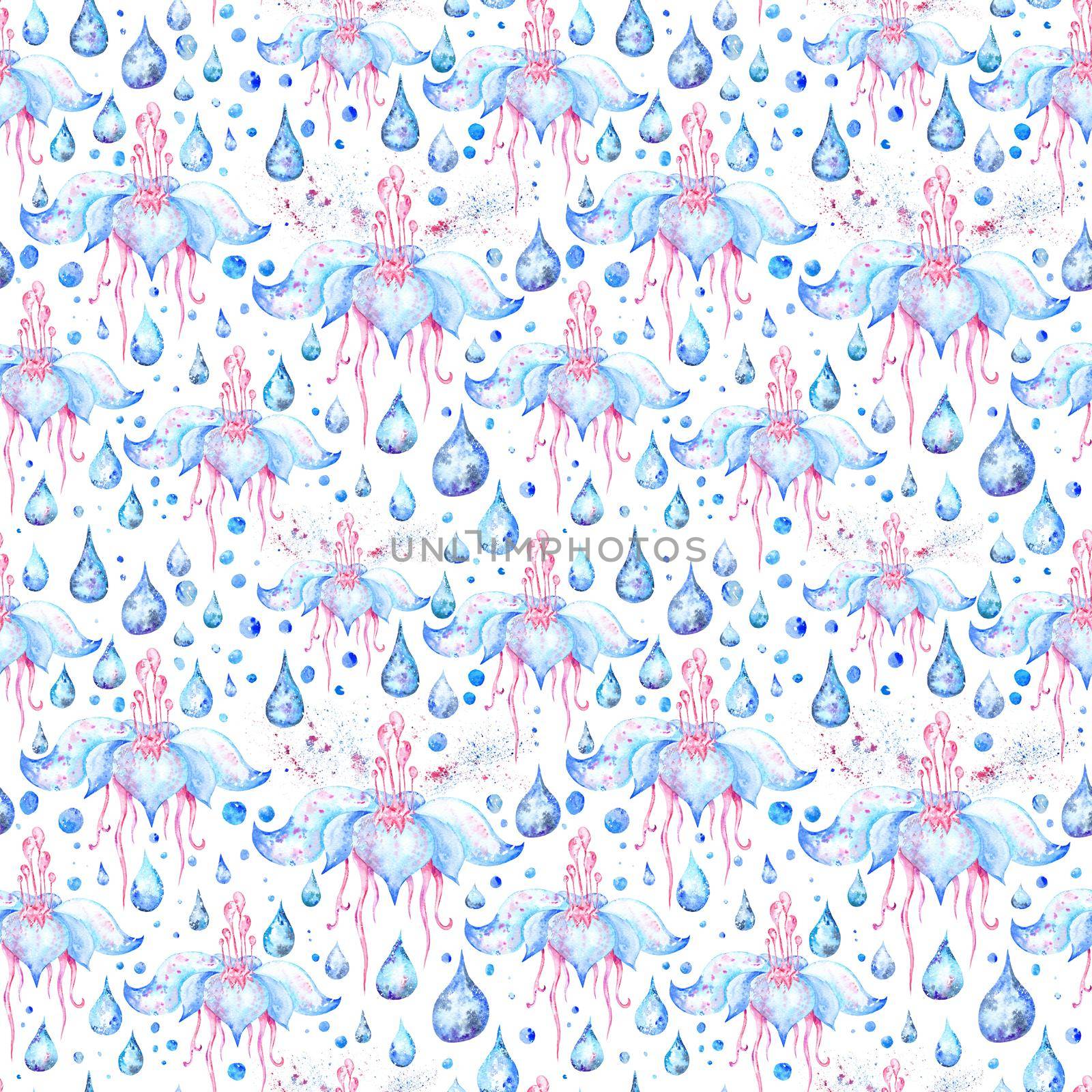 Blue Rain Flower Pattern by kisika