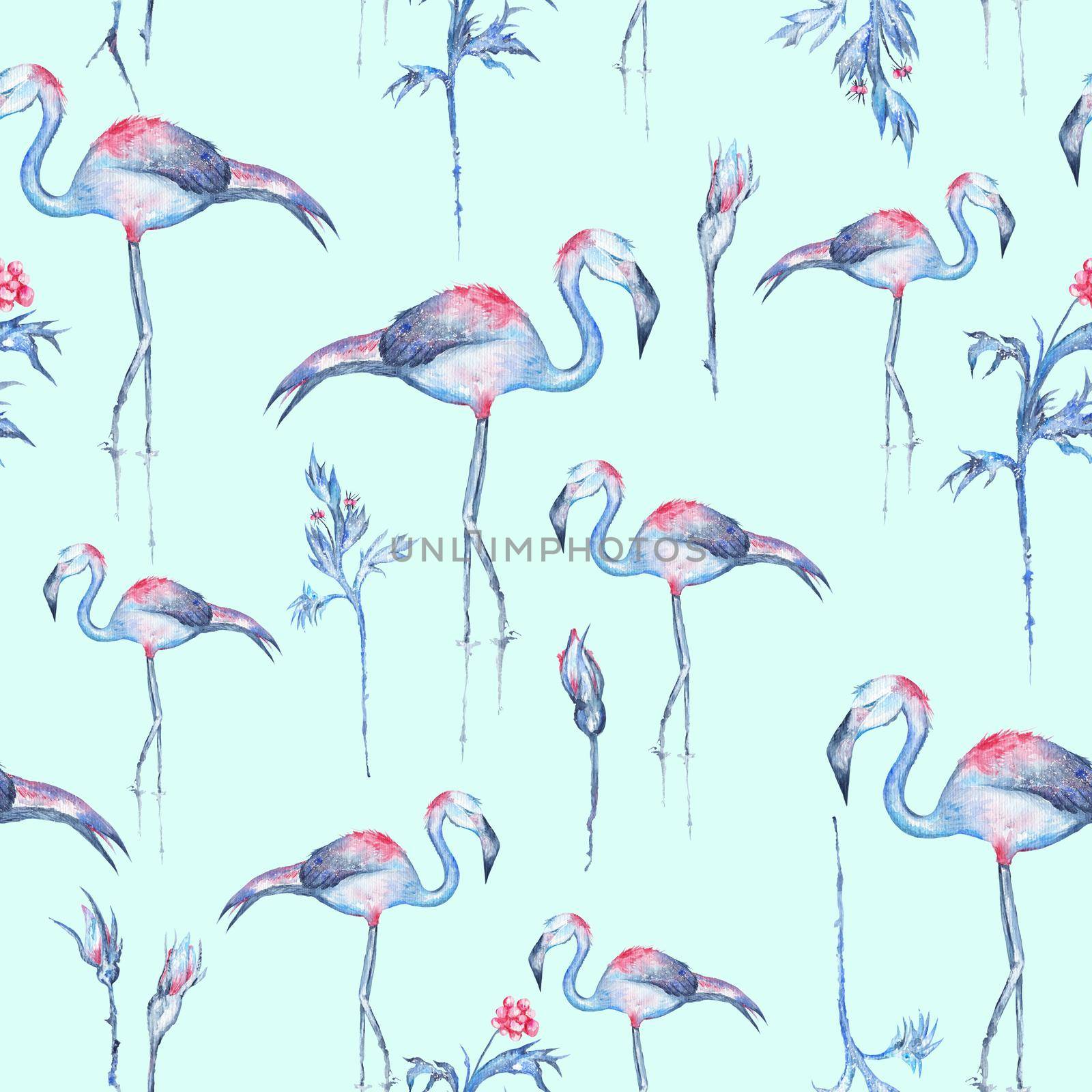 Turquoise Flamingo Pattern by kisika