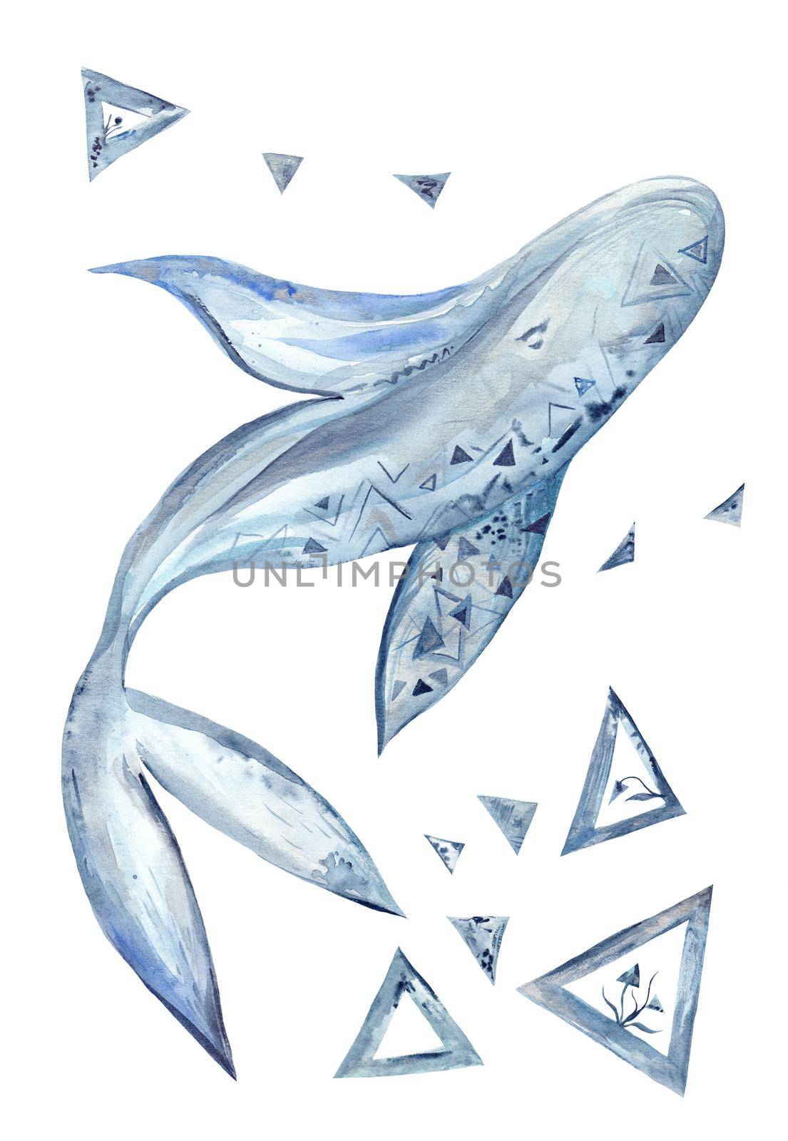 Watercolor Whale Painting by kisika