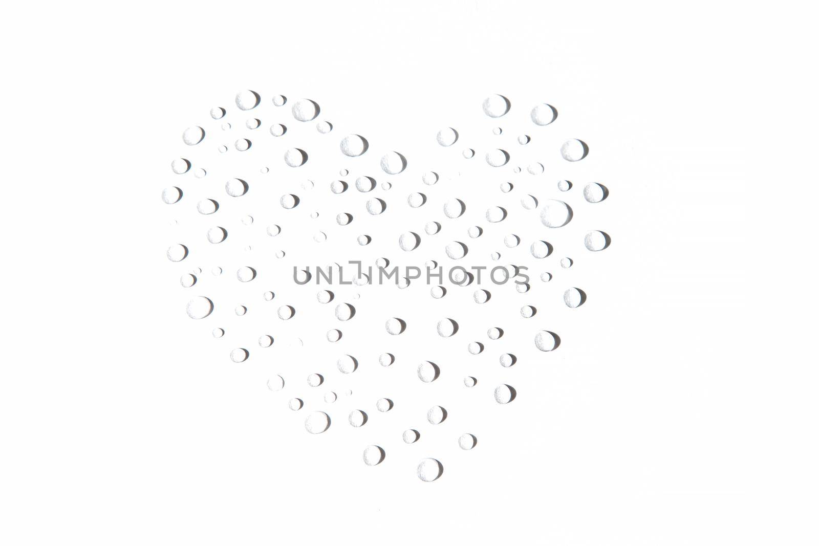 Heart Shape Made of Water Drops on White Background by kisika