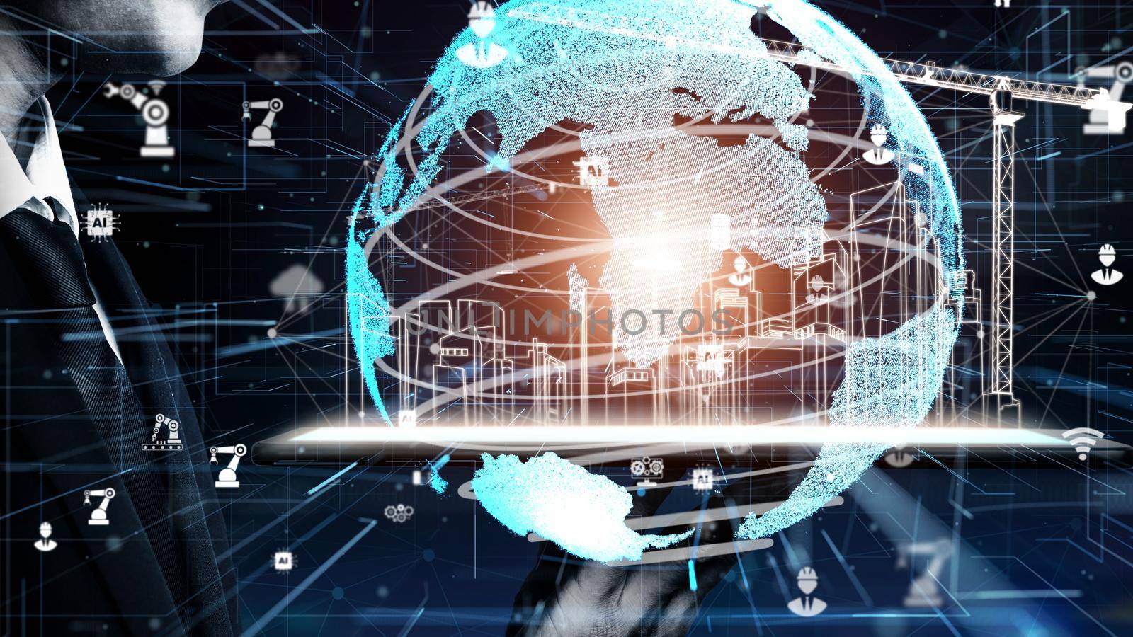 Innovated building architecture and inventive engineering showing by future construction design. Modern real estate and property development concept.