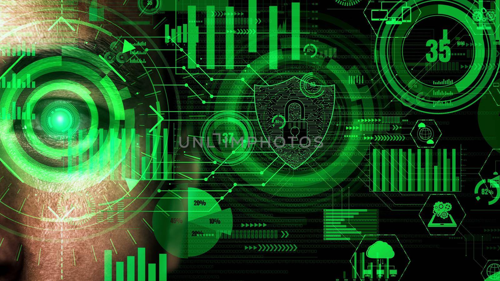 Conceptual business dashboard for financial data analysis . 3D render computer graphic .