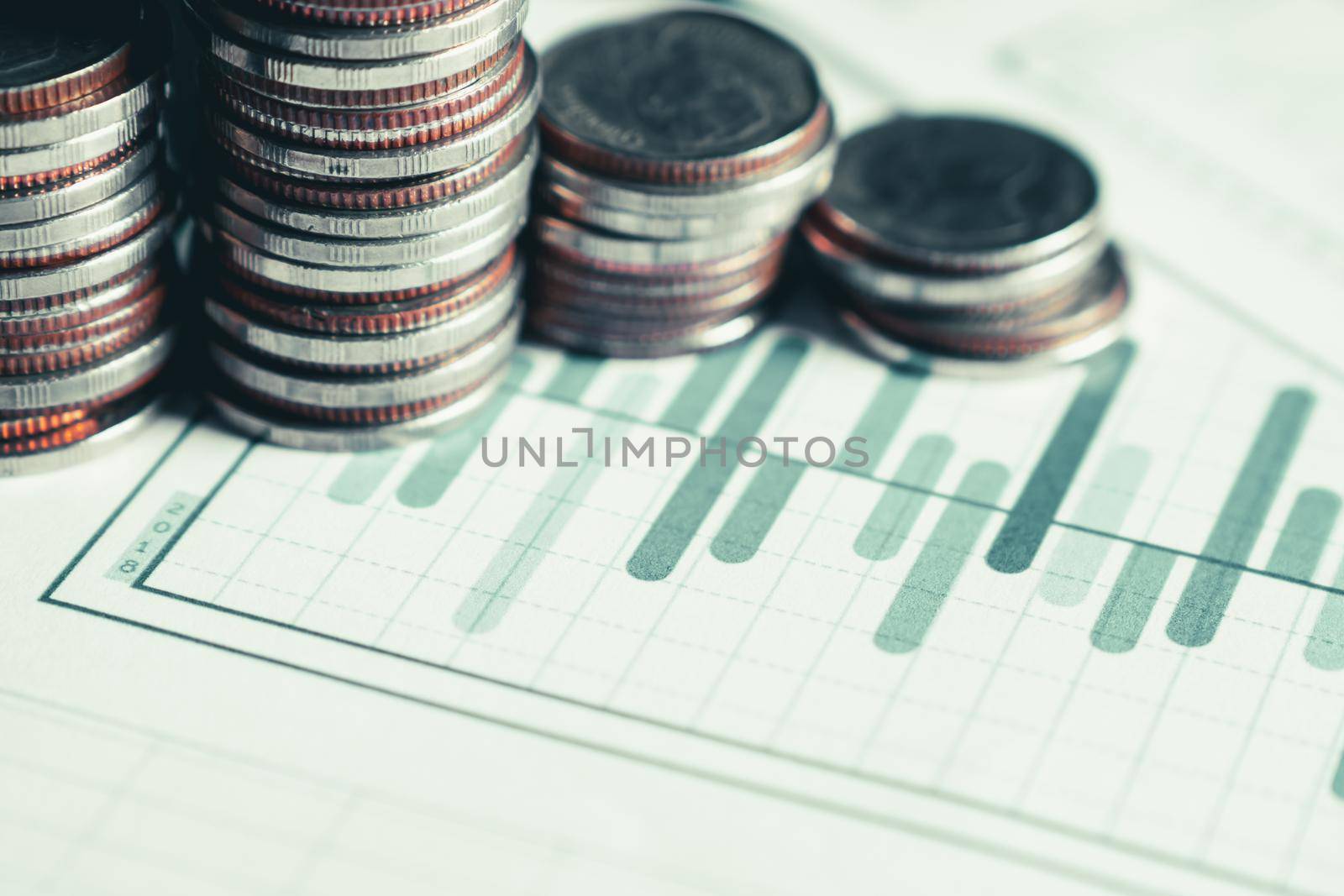 Pile of gold coins stack in finance treasury deposit bank account for saving . Concept of corporate business economy and financial growth by investment in valuable asset to gain cash revenue profit .