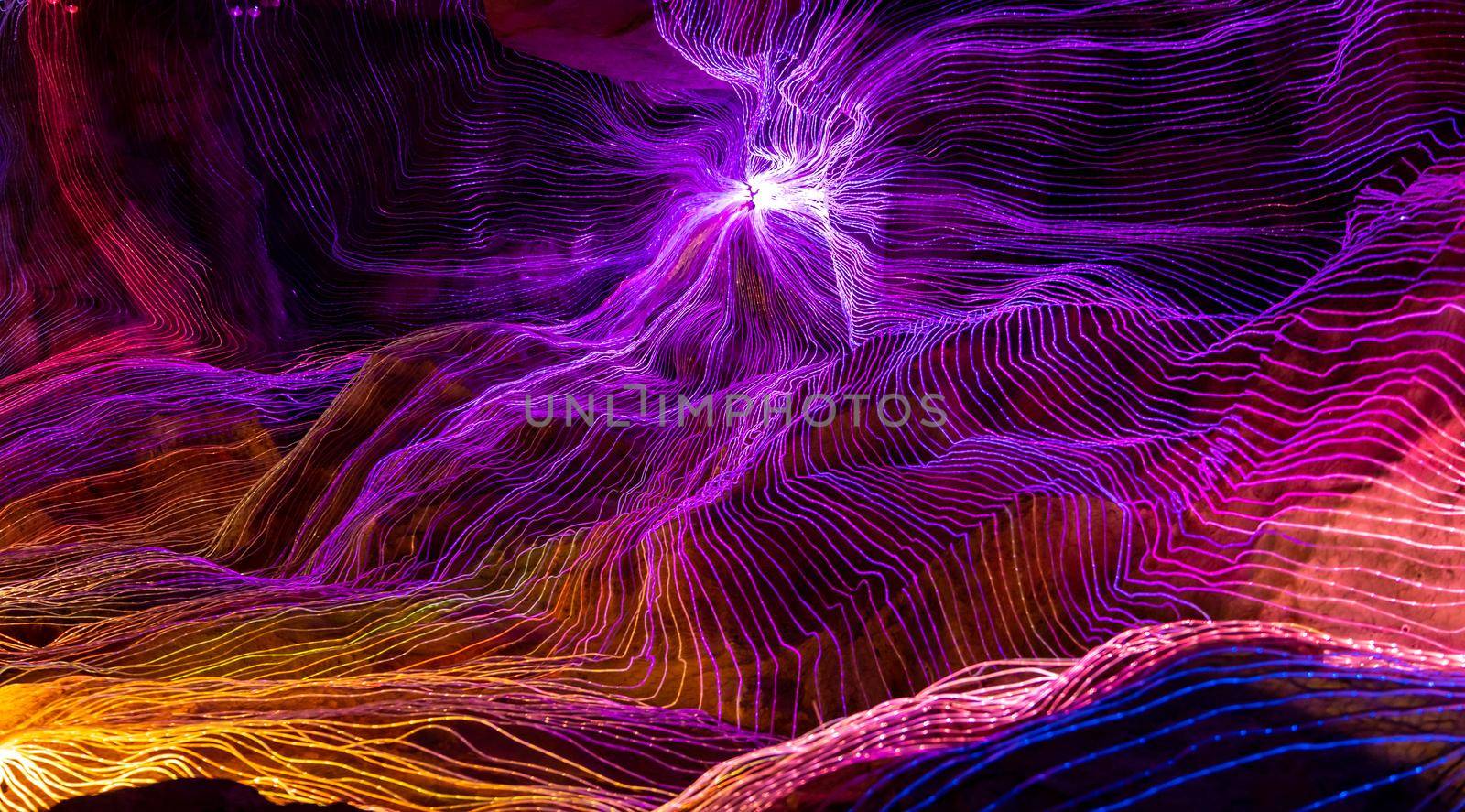 Abstract wave of digital weave lines connecting network dots and dark background . Modern 3D mesh pattern design geometric showing futuristic computer science technology concepts .