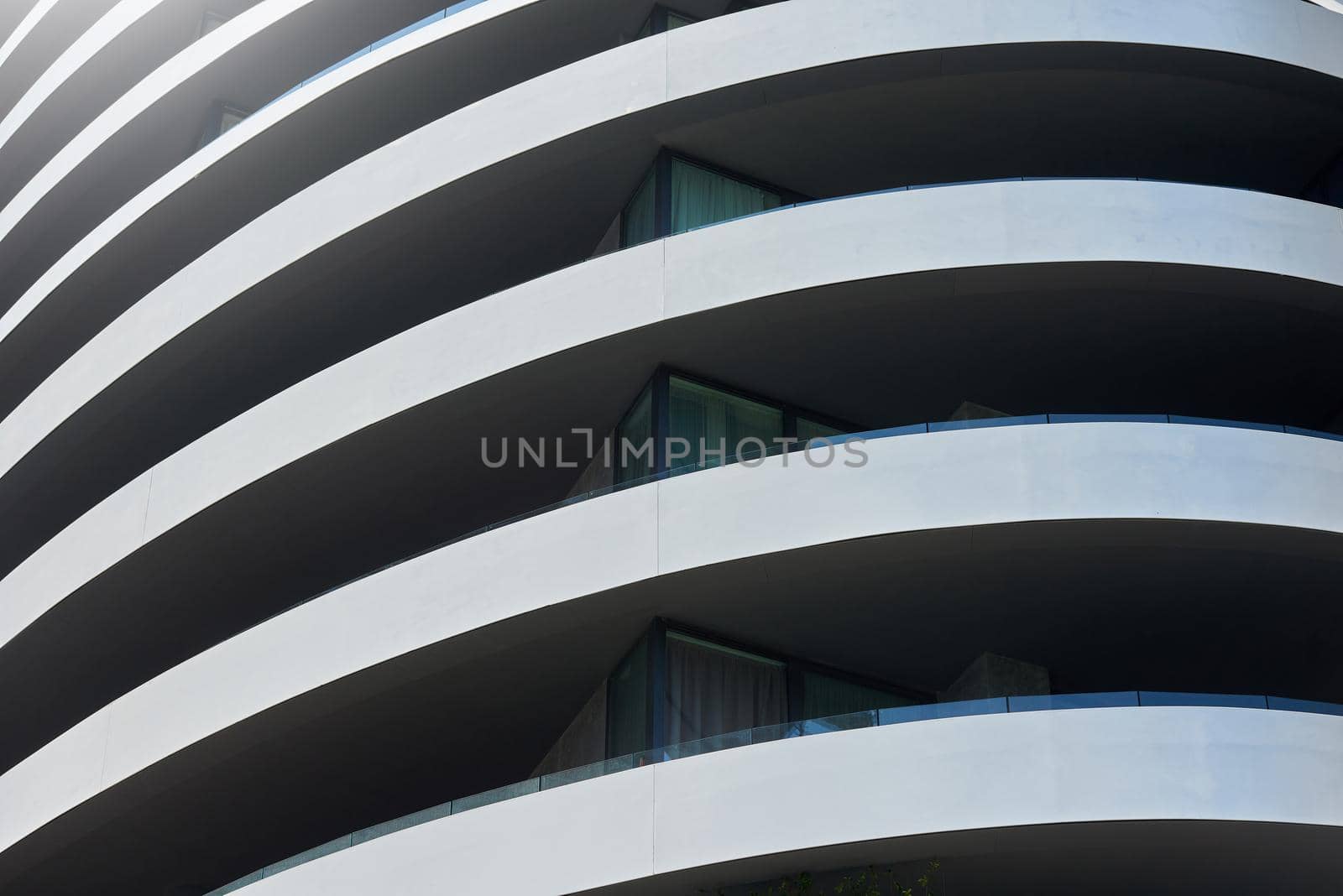 Abstract image of a modern building with rounded edges.