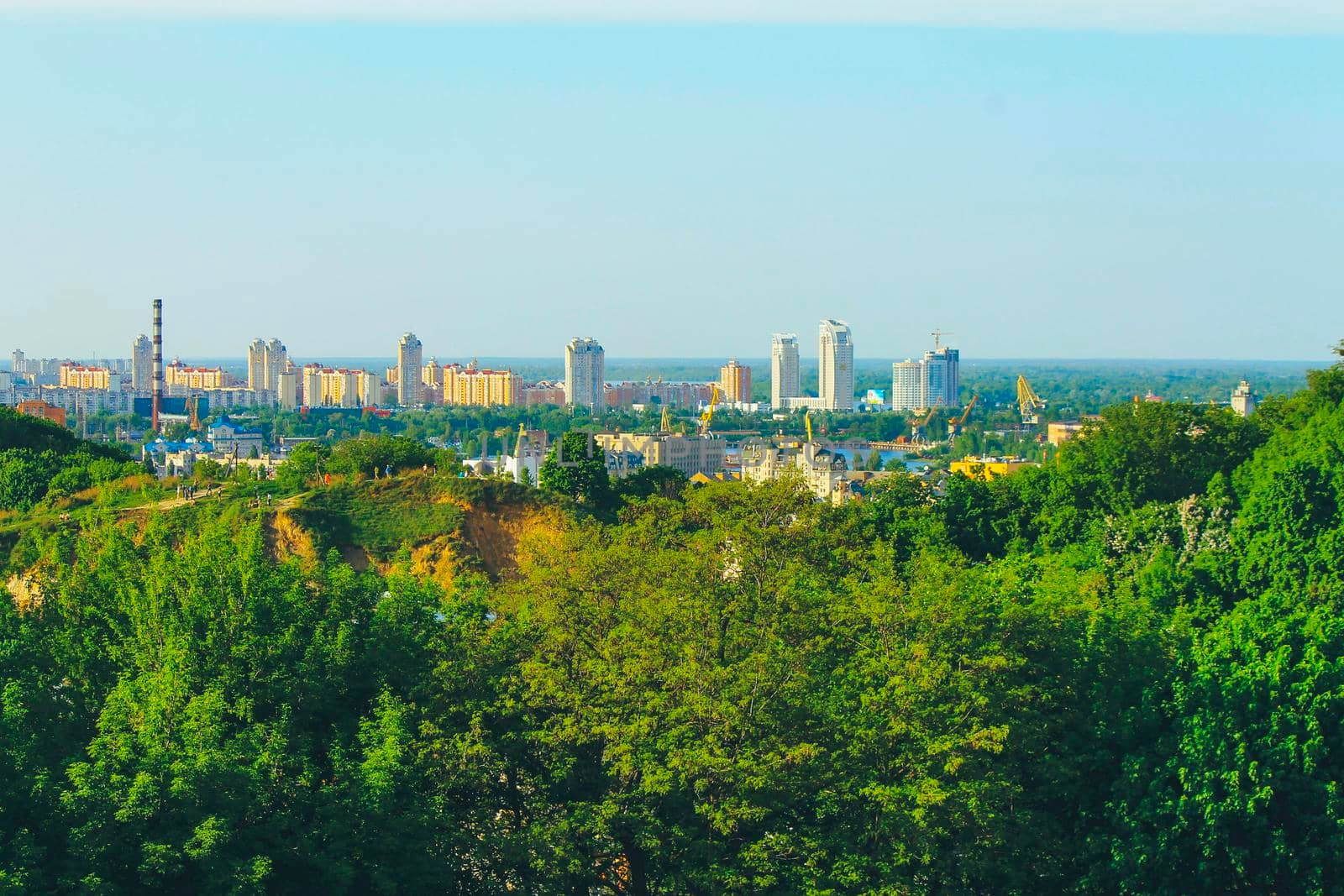 View of the Dnieper from the hills of the Kiev-Pechersk Lavra. High quality photo