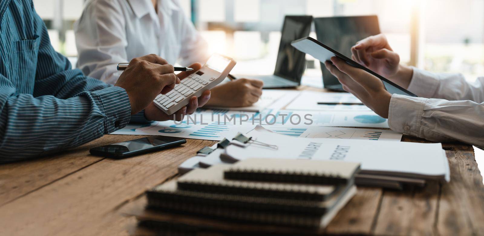 Business People Analyzing Statistics Business Documents, Financial Concept
