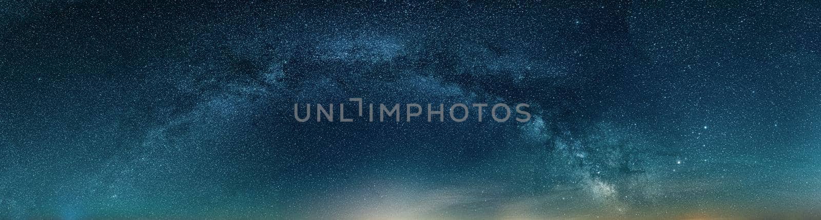 Amazing Panoramic Landscape view of Milky way over Night sky by MKolesnikov