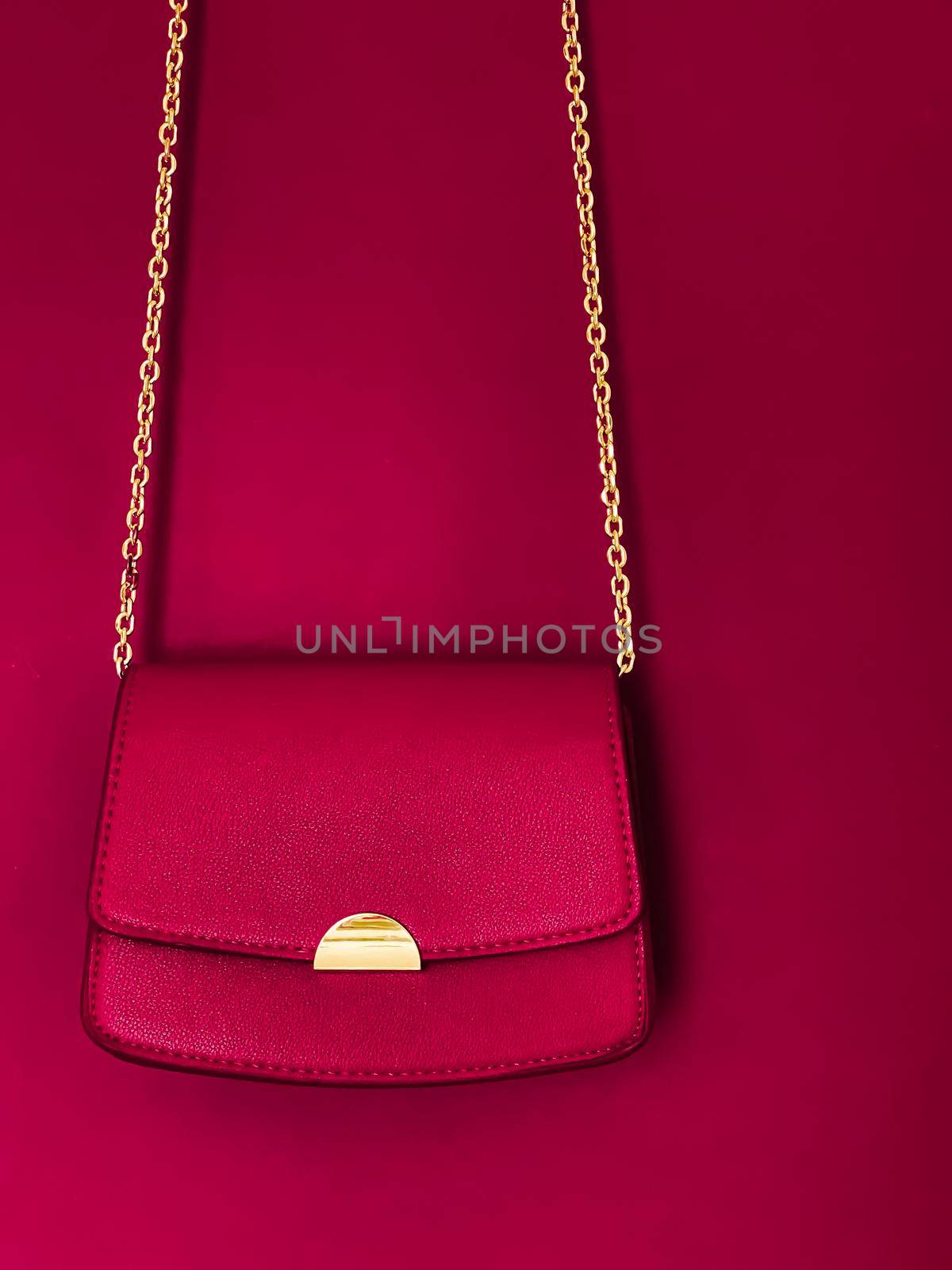 Pink fashionable leather purse with gold details as designer bag and stylish accessory, female fashion and luxury style handbag collection concept