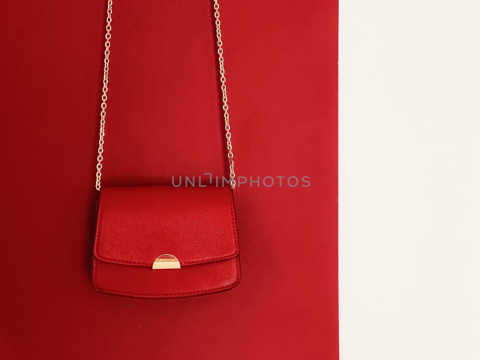 Red fashionable leather purse with gold details as designer bag and stylish accessory, female fashion and luxury style handbag collection by Anneleven
