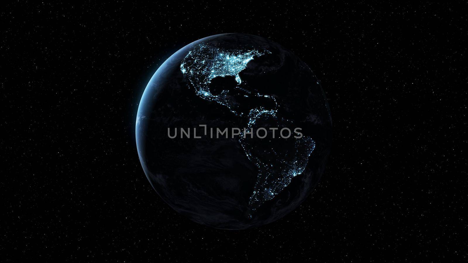 Planet earth with realistic geography surface and orbital 3D cloud atmosphere . Outer space view of world globe sphere of continents . 3D rendering graphic . Elements of this image furnished by NASA .