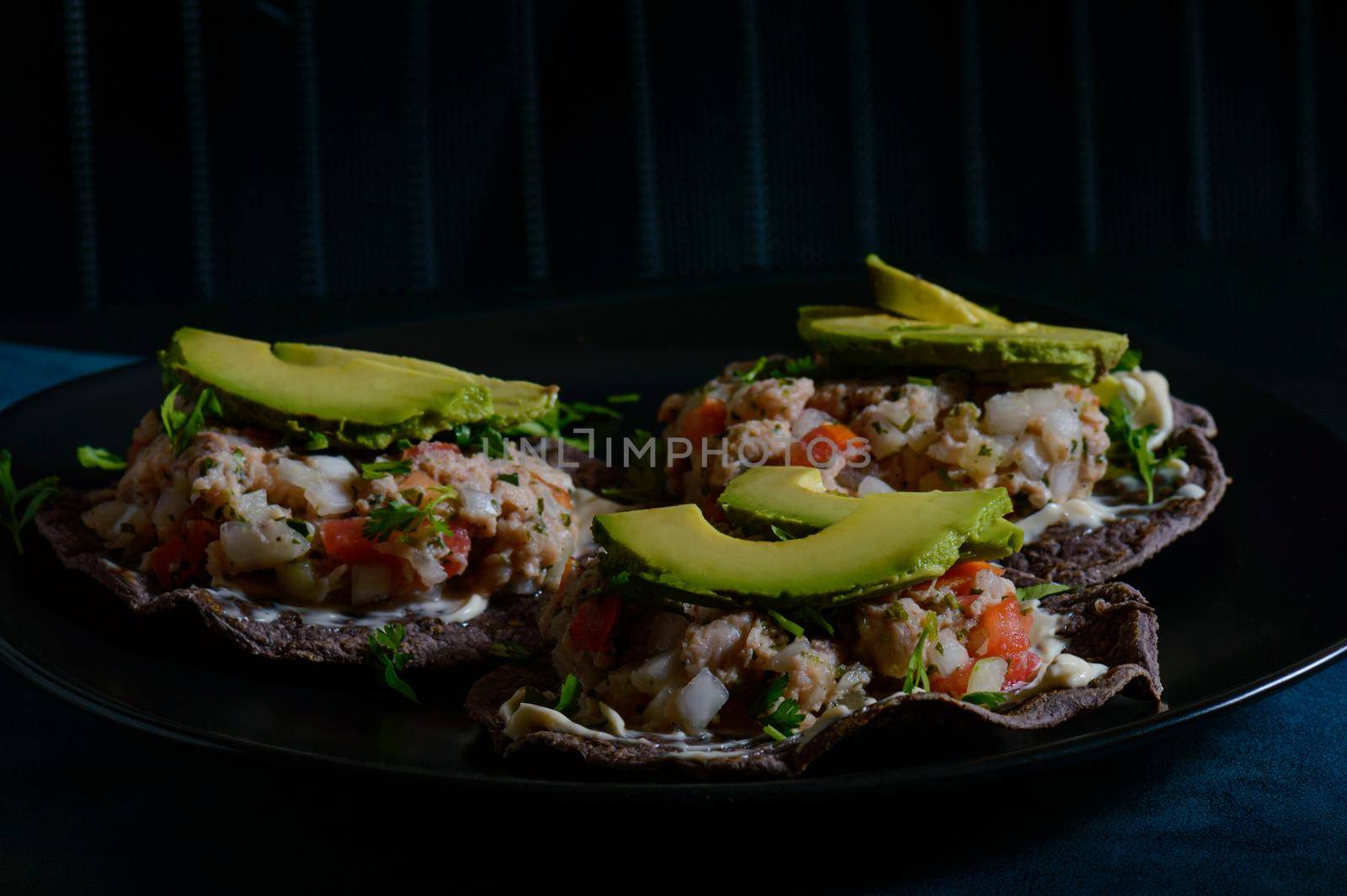 Fish Ceviche on Blue Corn Tostadas, Mexican Food by RobertPB