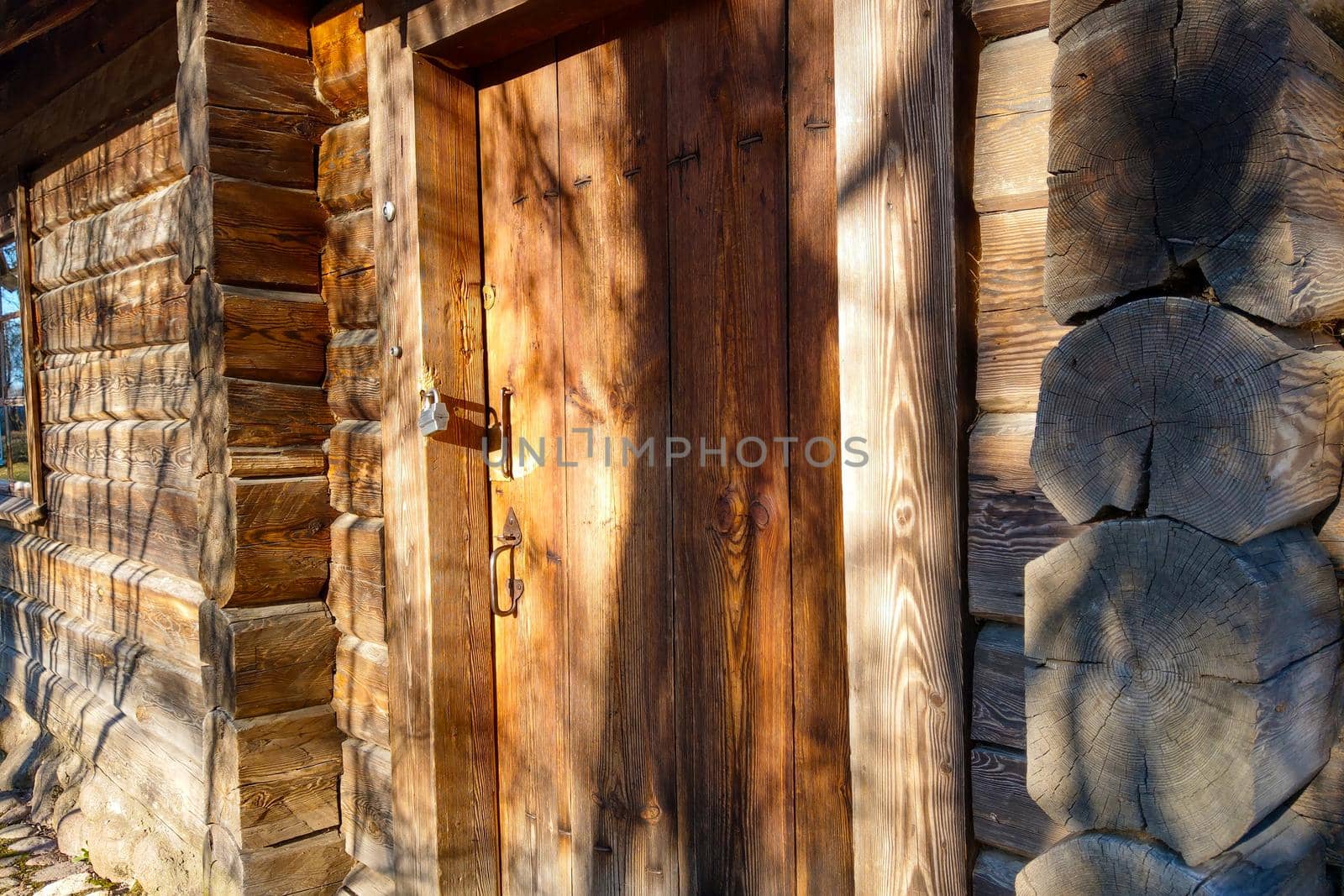 Old wooden door of a house in the countryside