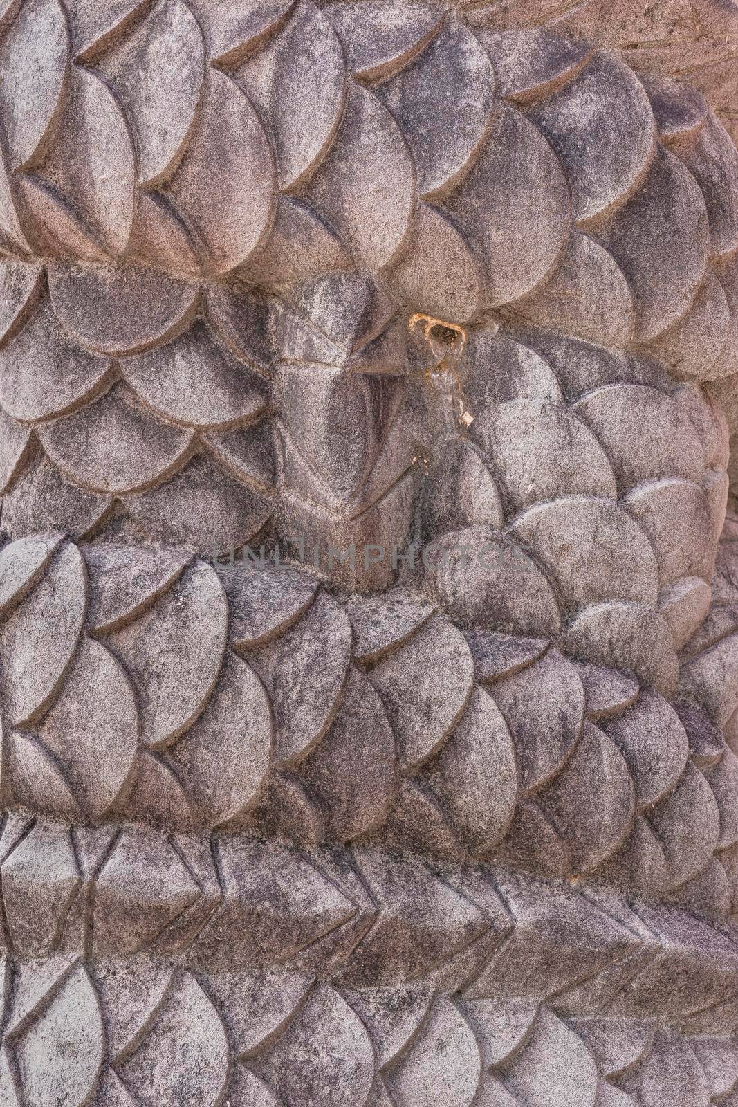 Close up on a dragons stone sculpture iof Shuri's Castle in Okinawa. by kuremo