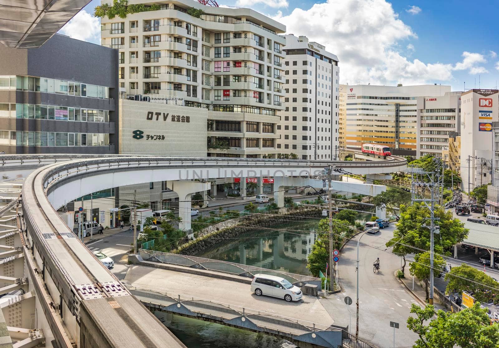 okinawa, japan - september 15 2021: Naha city monorail in Okinawa island