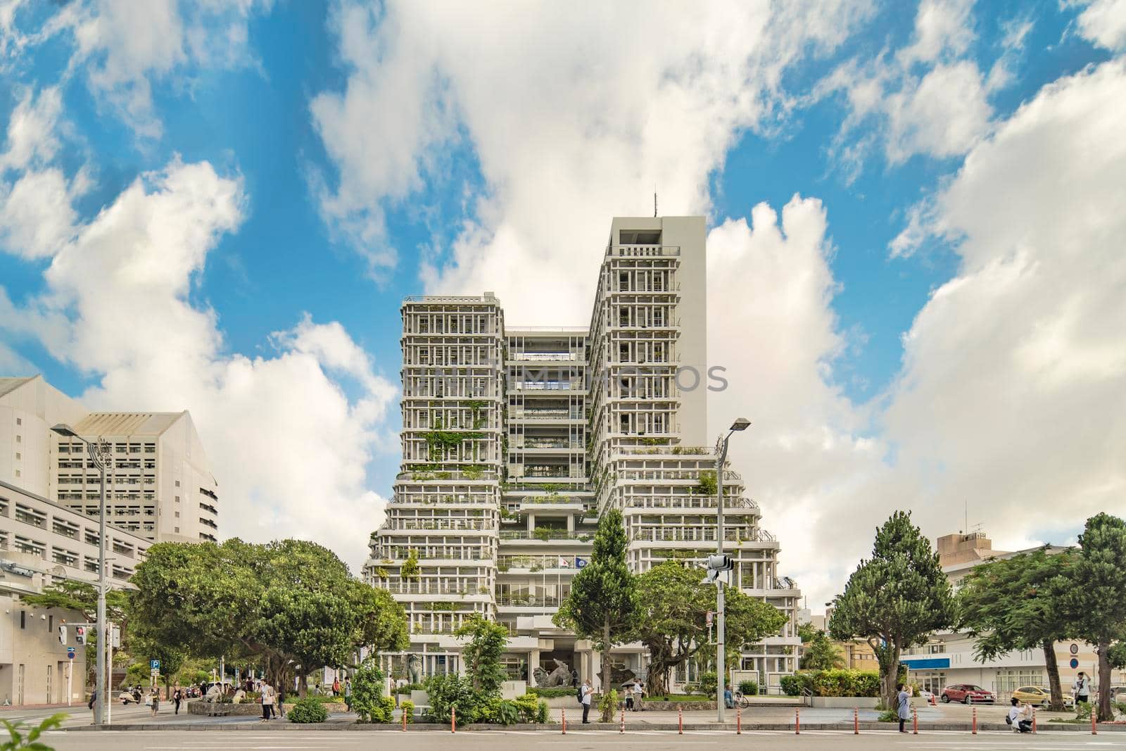 okinawa, japan - september 15 2021: Naha City Hall modern building in Okinawa island in the south of Japan