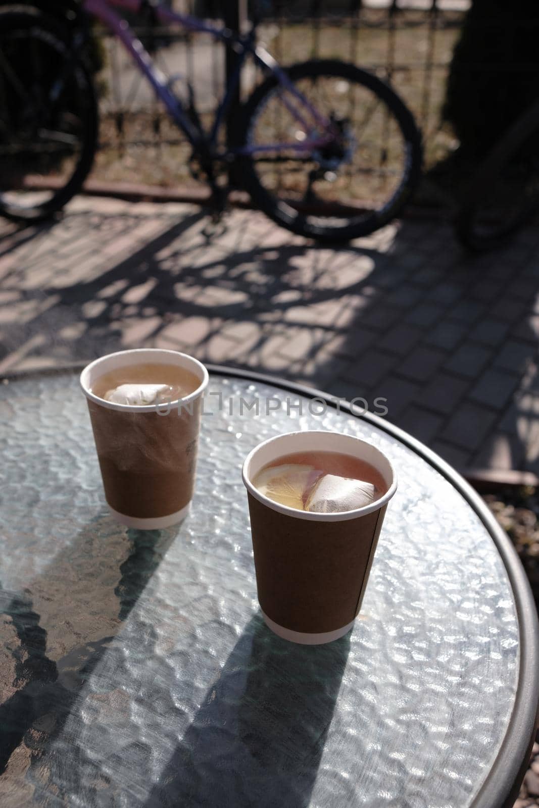 Paper coffee cup in coffee shop tea