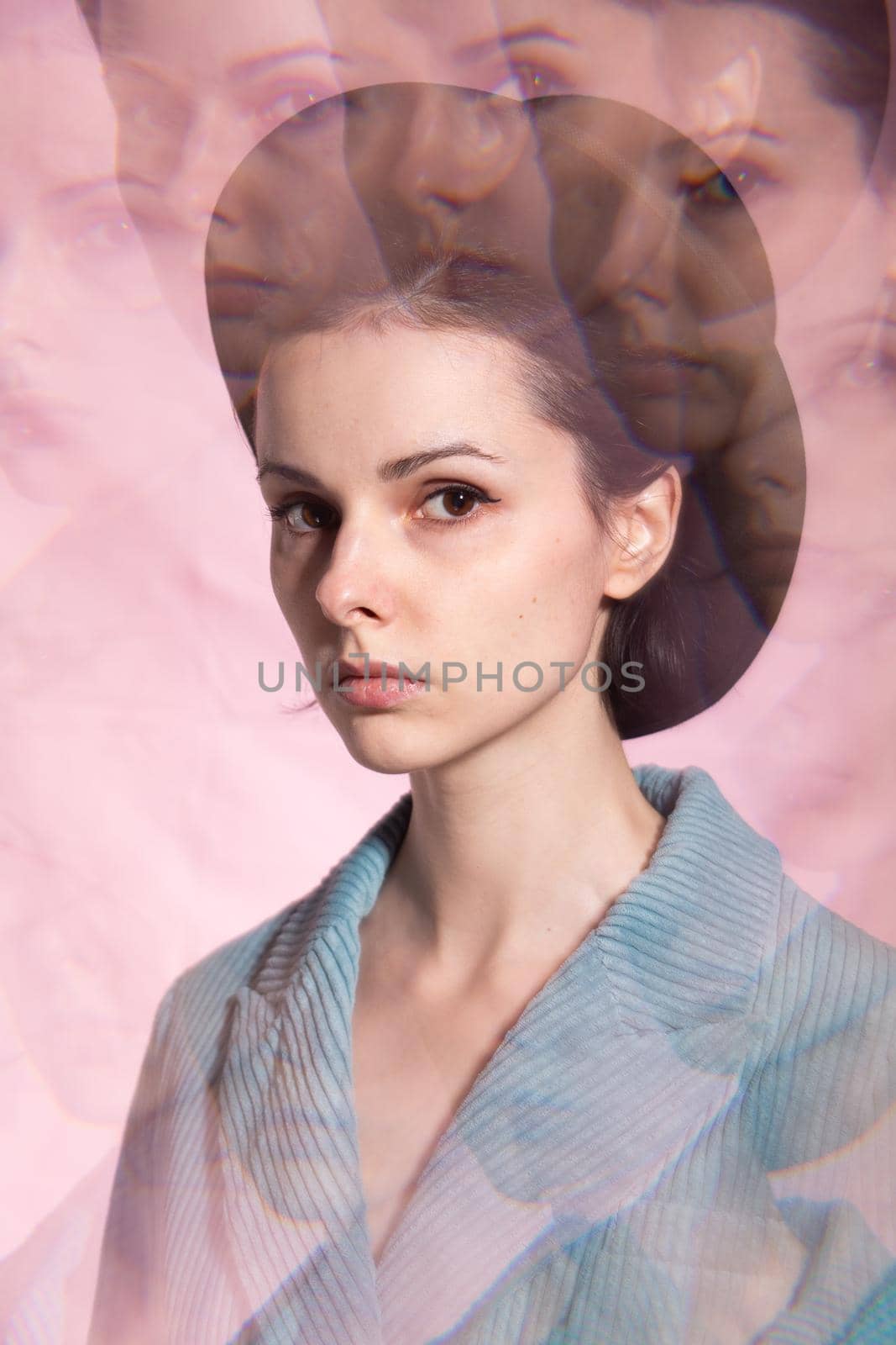 art portrait, woman in black hat and corduroy jacket. High quality photo