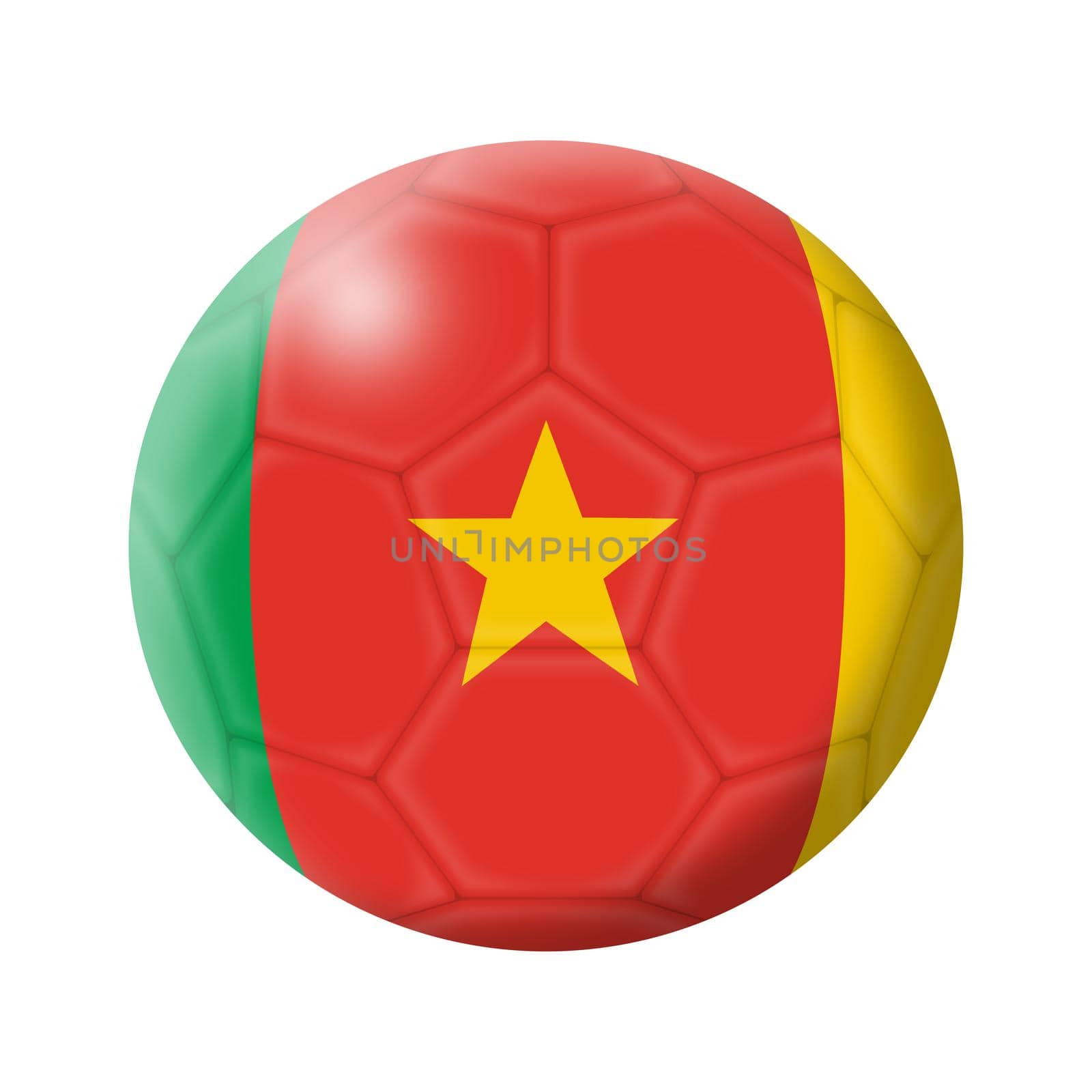 A Cameroon soccer ball football 3d illustration isolated on white with clipping path