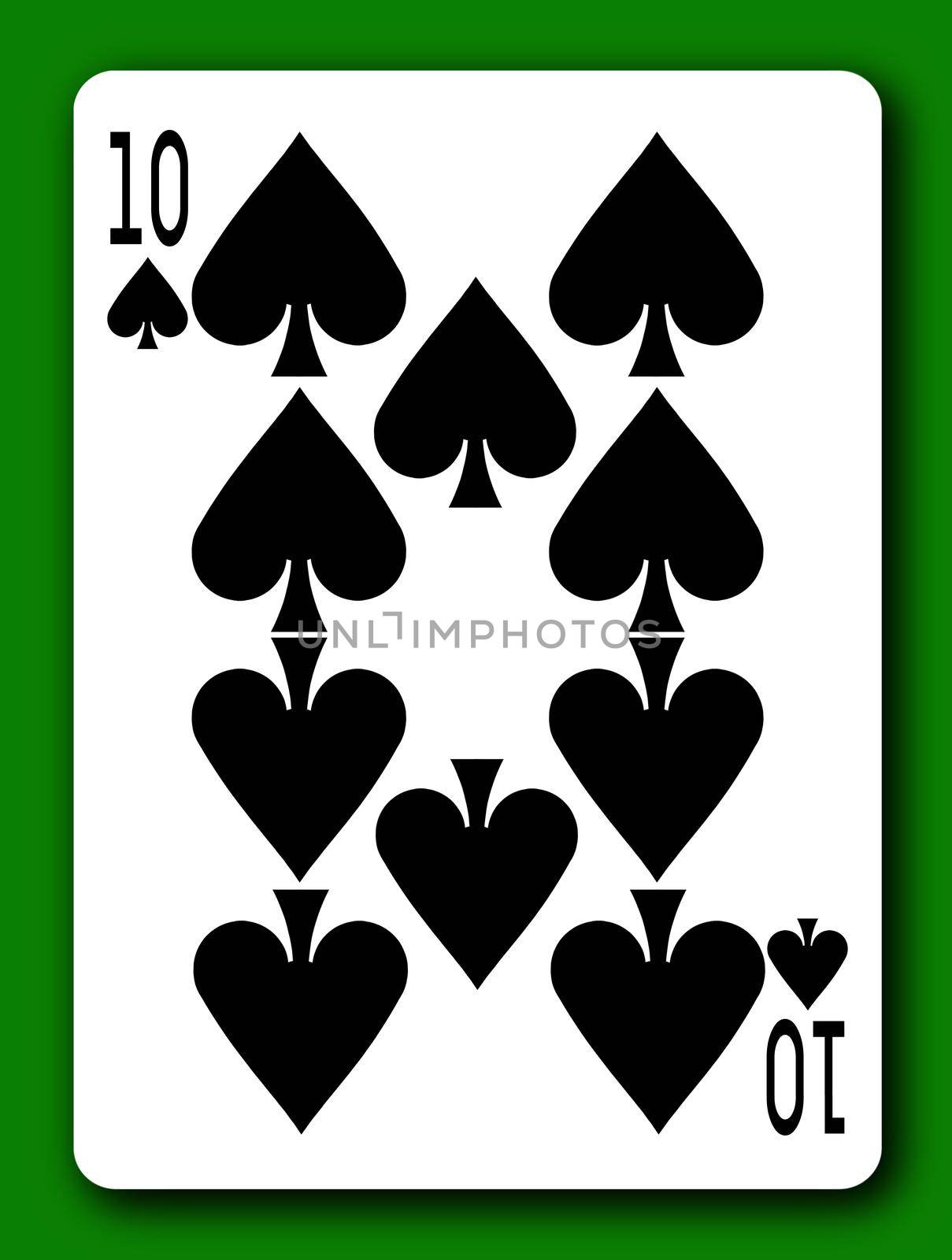 10 Ten of Spades playing card with clipping path to remove background and shadow by VivacityImages