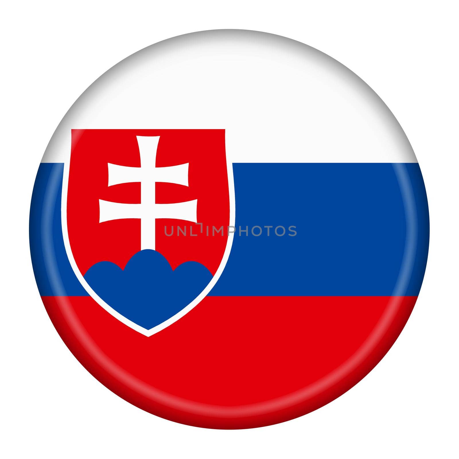 A Slovakia flag button 3d illustration with clipping path