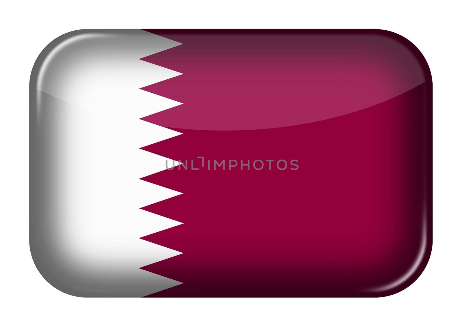 A Qatar web icon rectangle button with clipping path 3d illustration
