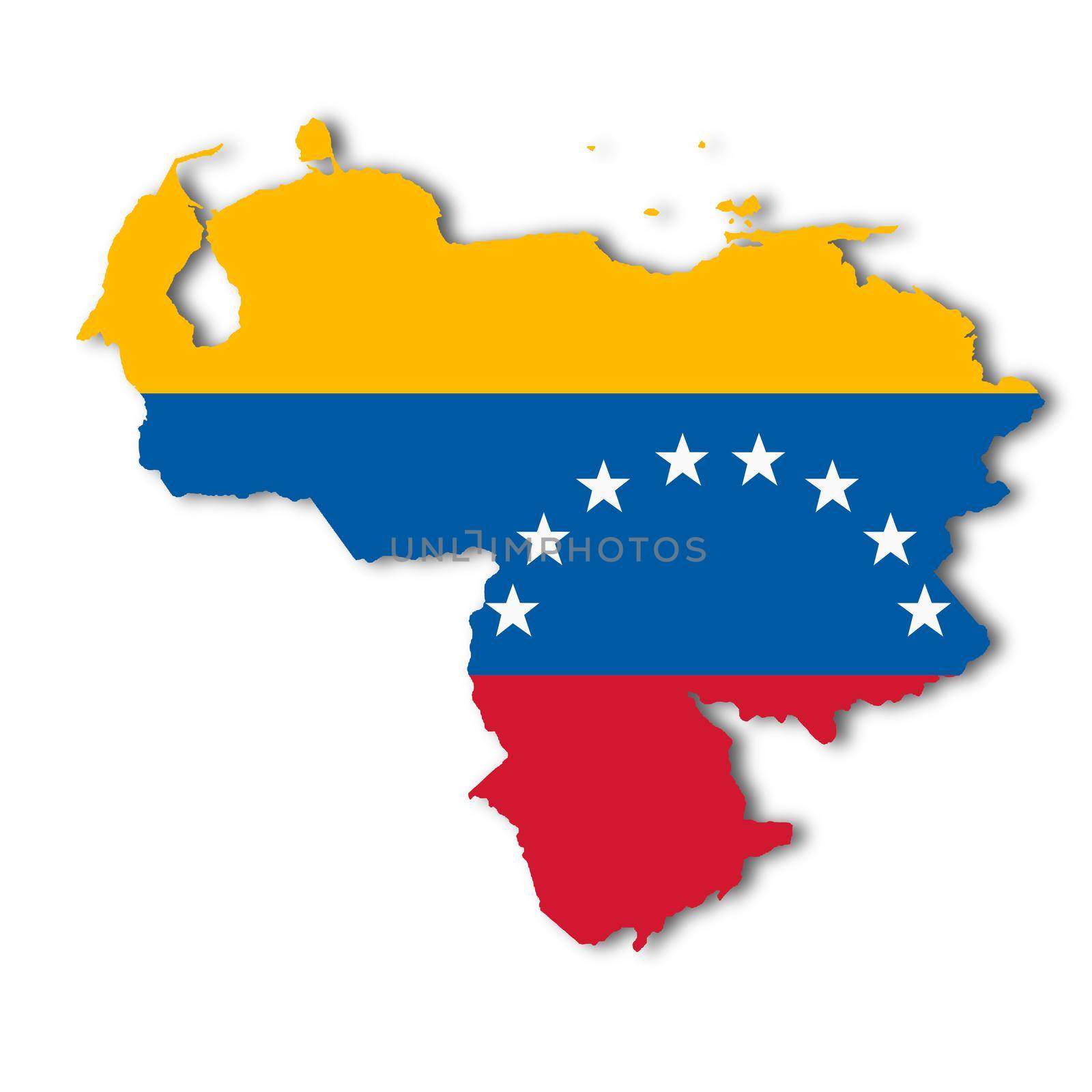 A Venezuela map on white background with clipping path 3d illustration