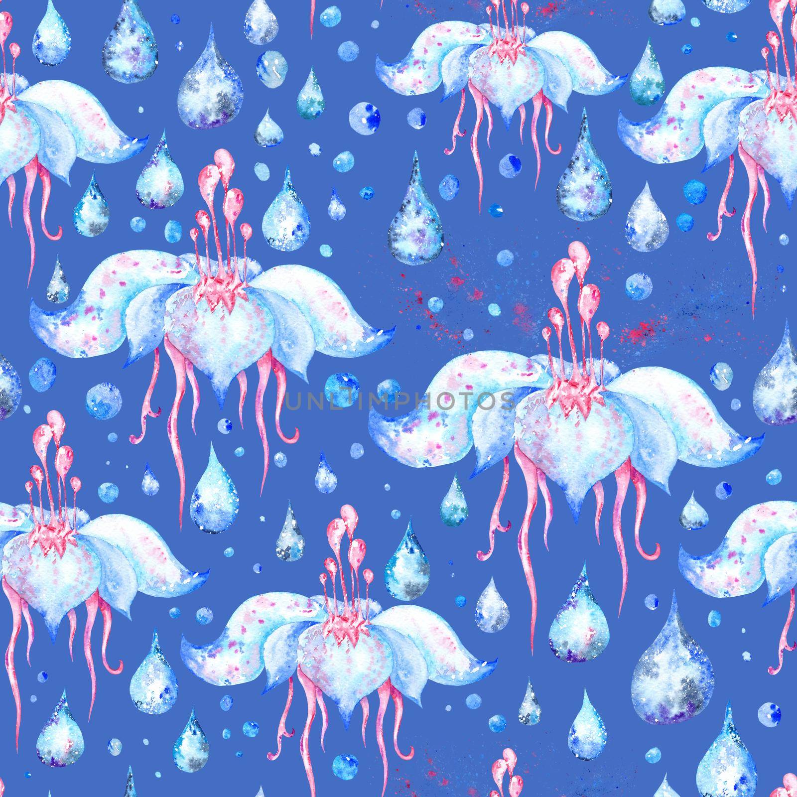 Blue Rain Flower Pattern by kisika