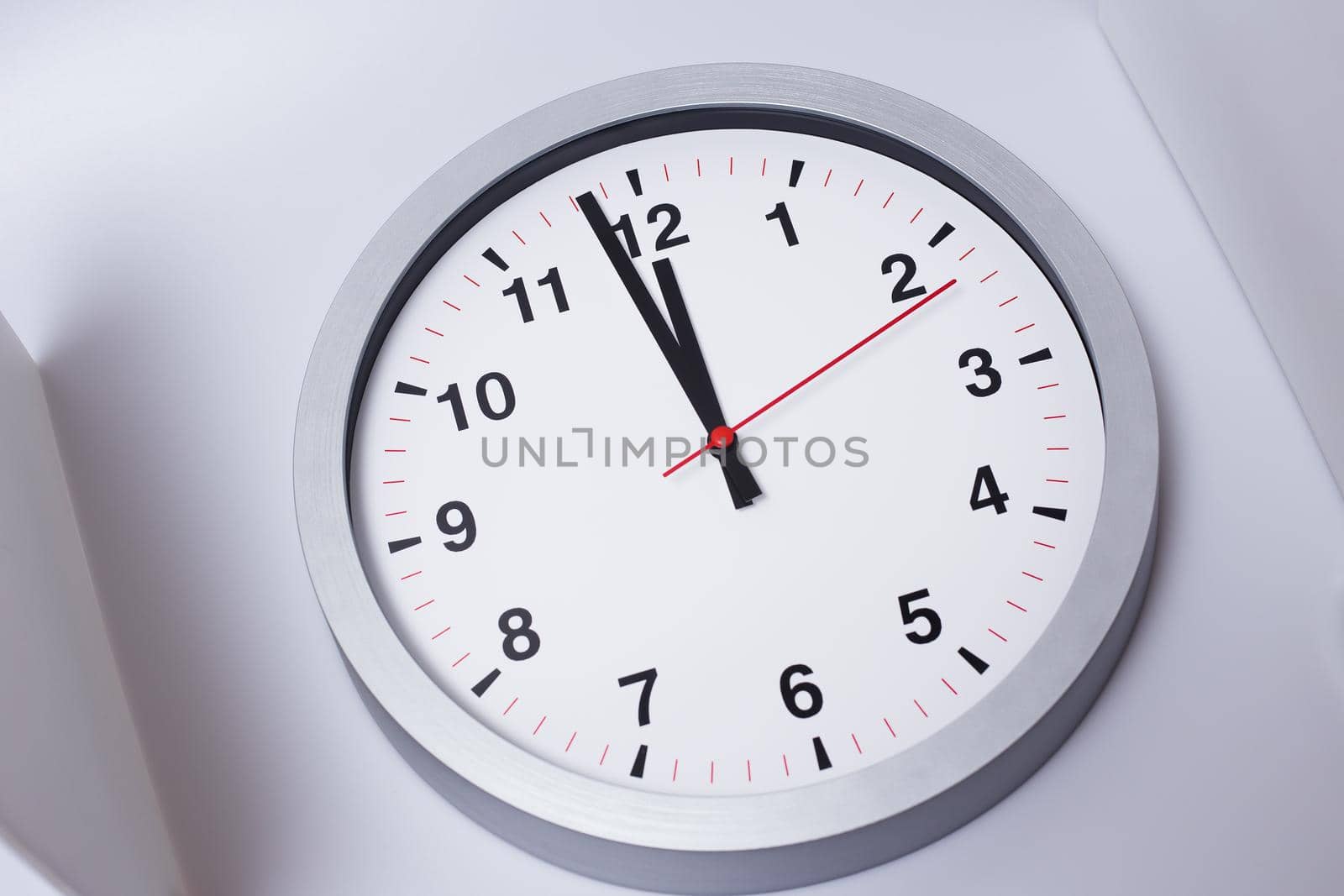 Modern wall clock white clean minimal for office Business time or working hours concept