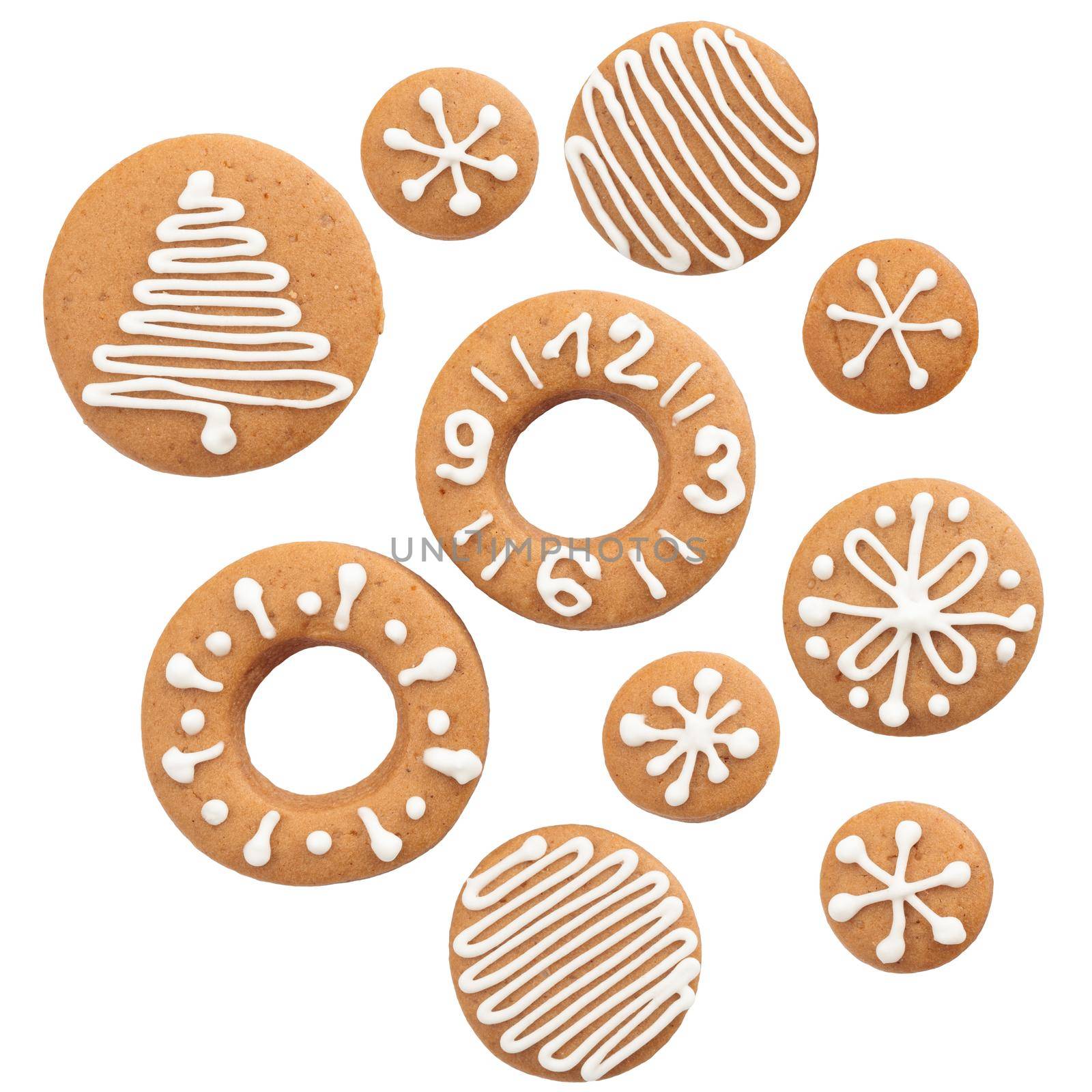 Set of Gingerbread cookies isolated on a white background