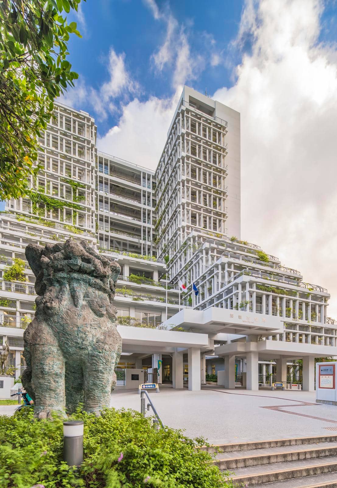 okinawa, japan - september 15 2021: Naha City Hall modern building in Okinawa island in the south of Japan