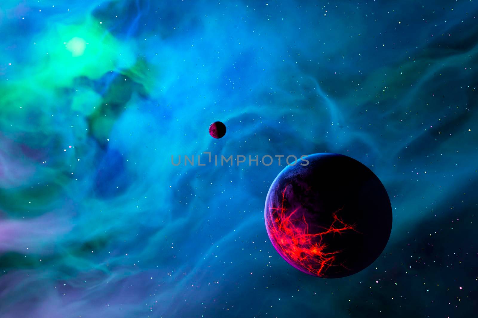 Unknown planet from outer space. Space nebula. 3D Illustration. by raferto1973