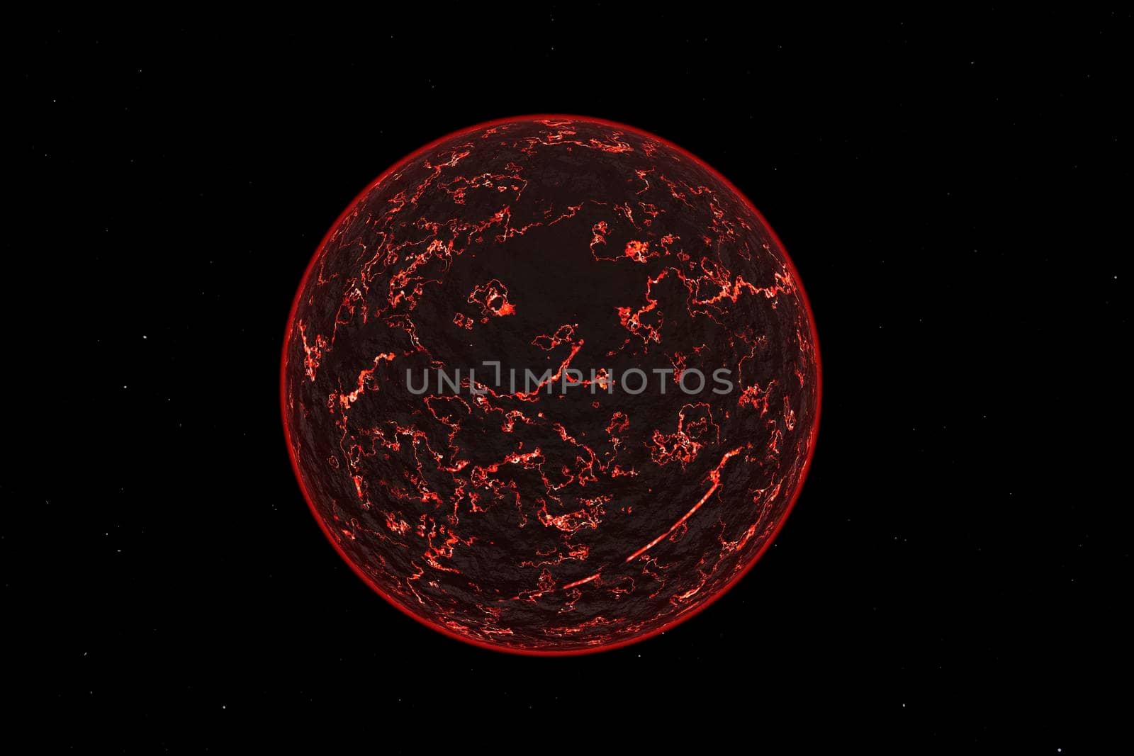 Alien hot planet on black background 3d rendering.