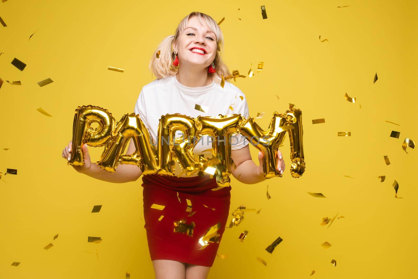 portrait of beautiful woman celebrating a party and having fun by StudioLucky