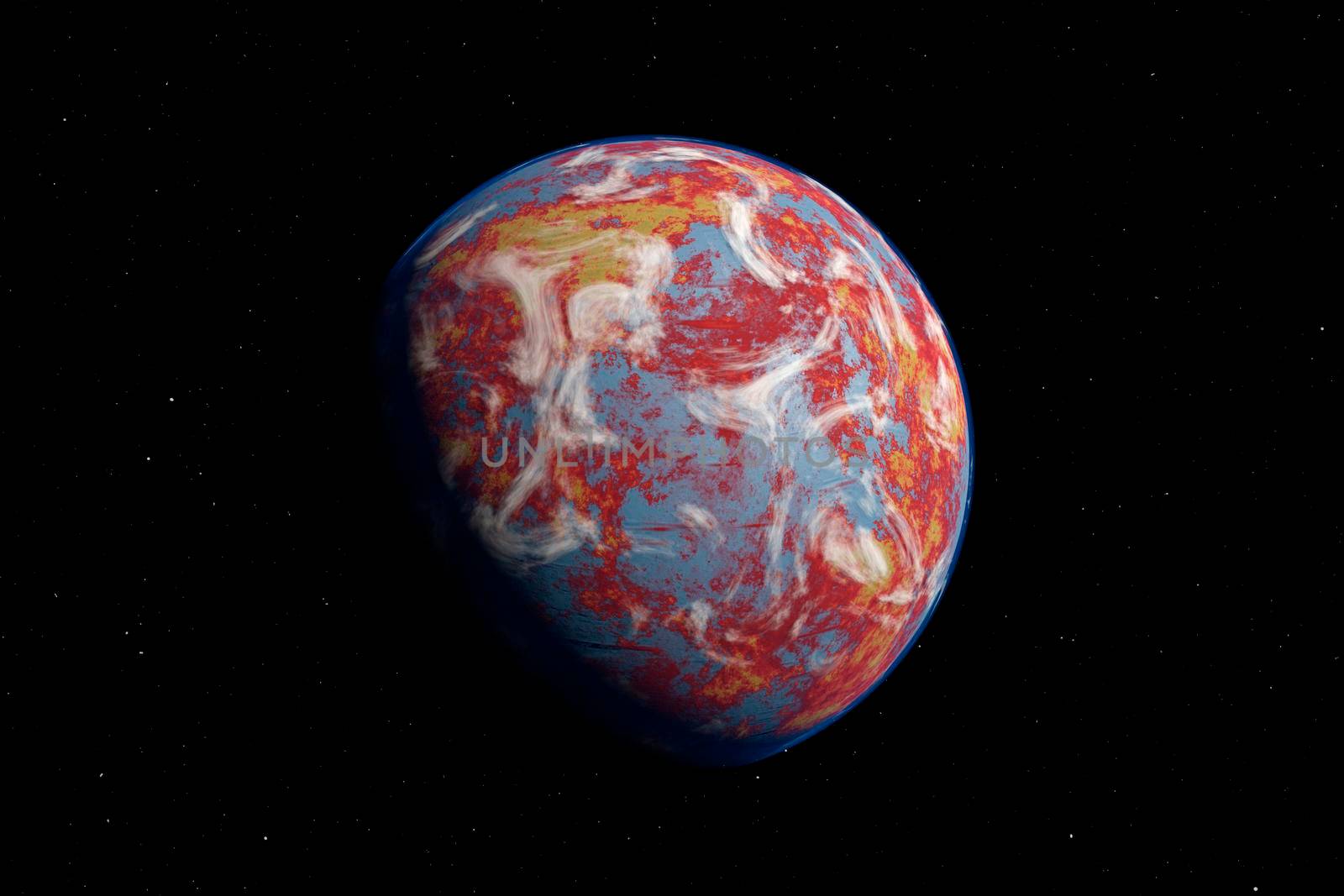 Alien Planet in the outer space. 3d rendering by raferto1973