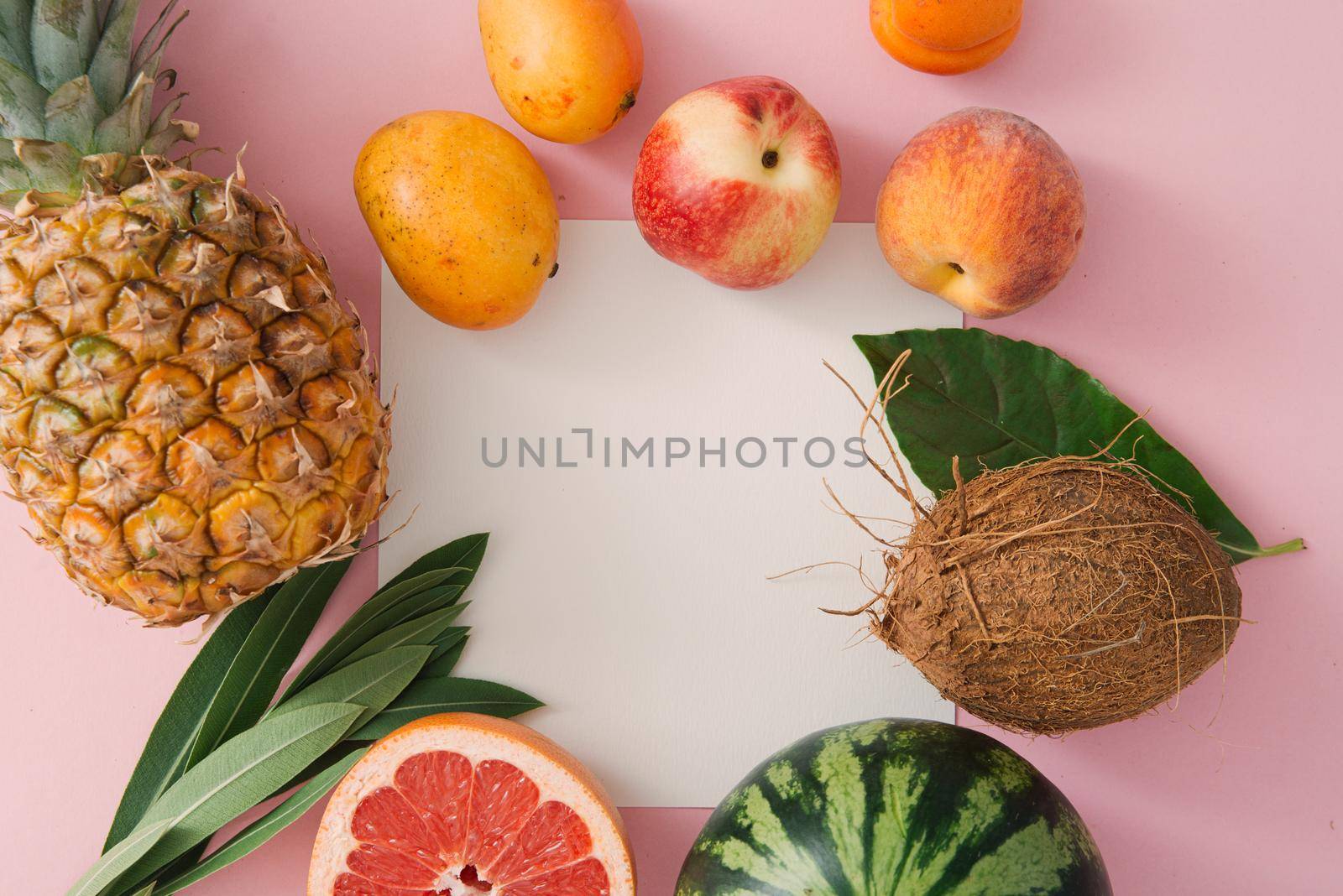 tropical fruits layout with copy space. High quality photo