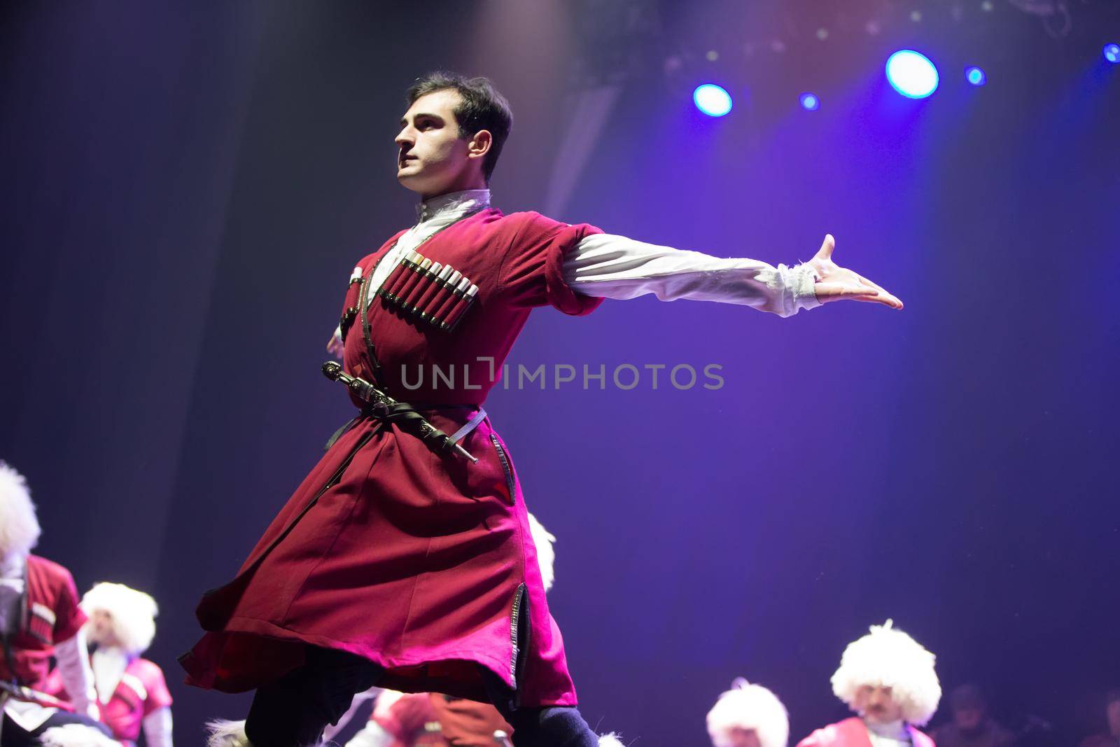 Belarus, Gomel, February 27, 2018. Concert hall. Speech of the national Georgian ballet Sukhishvili