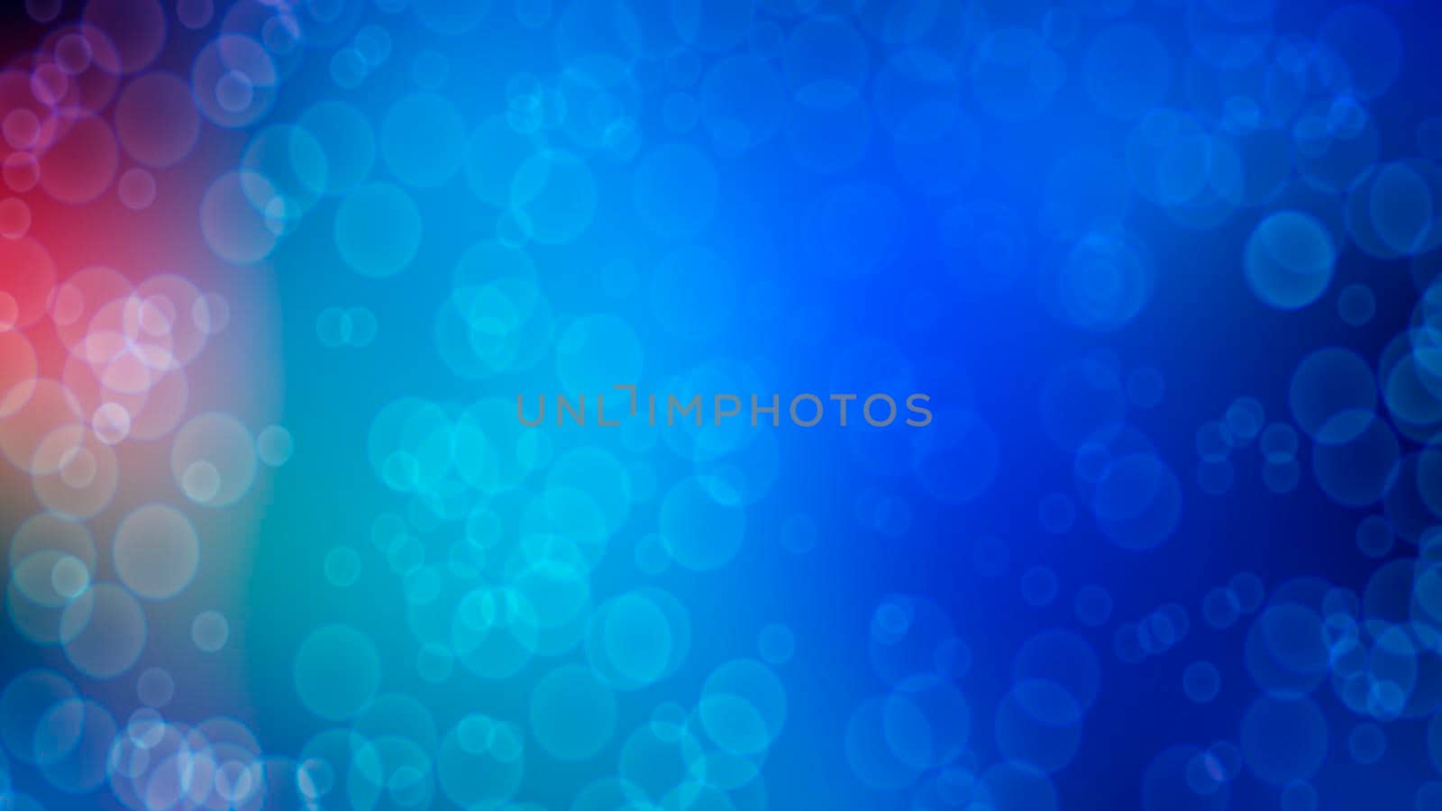 An abstract glowing blue background with multi-colored bokeh. Design, art