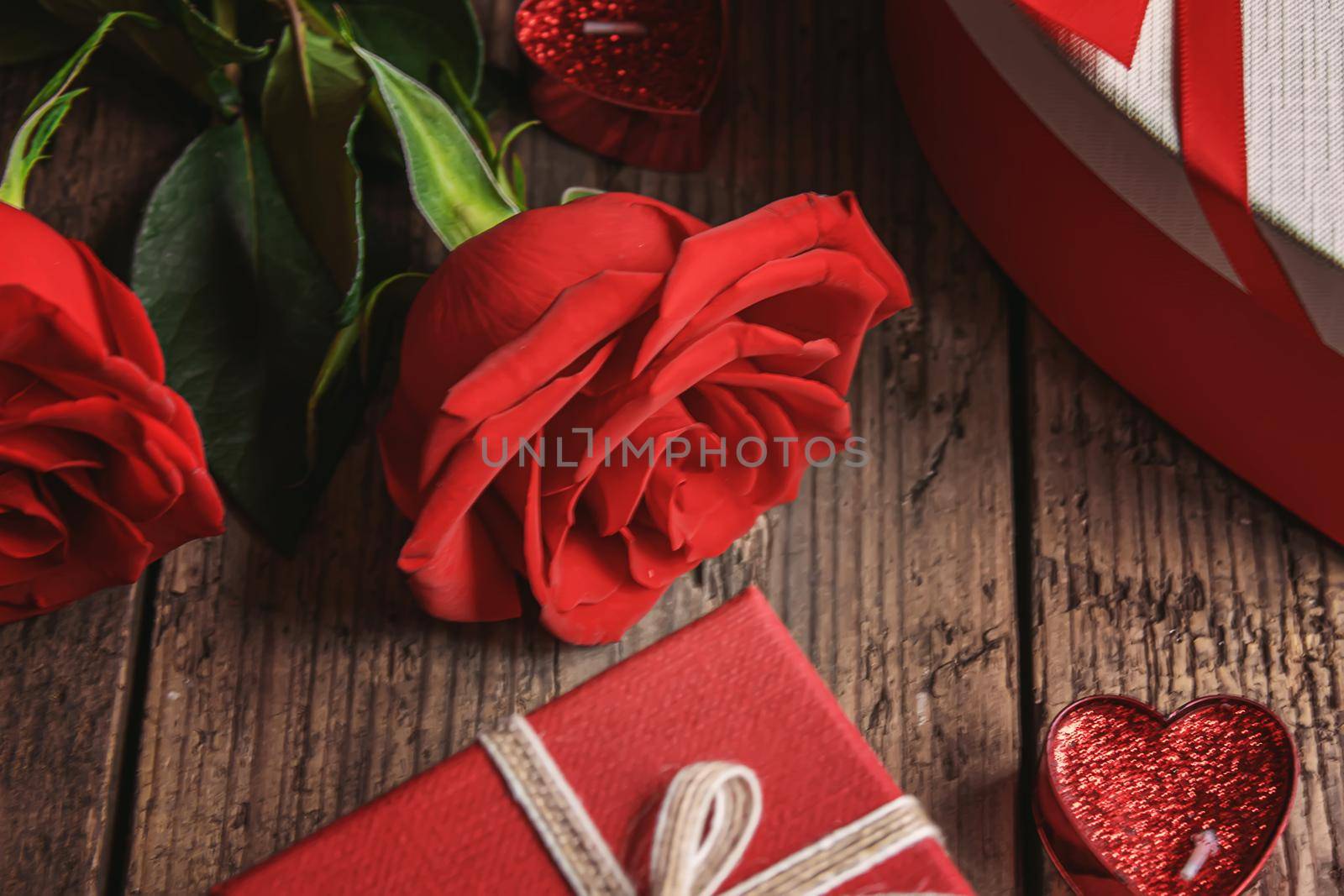 Gift box on a wooden background. Valentine's Day gift.selectiv focus.holiday