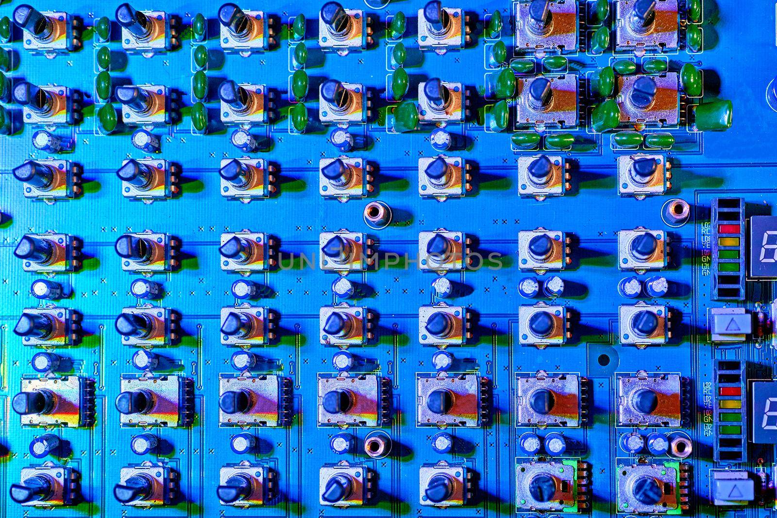 Electronic printed circuit board with with potentiometers and radio components by jovani68