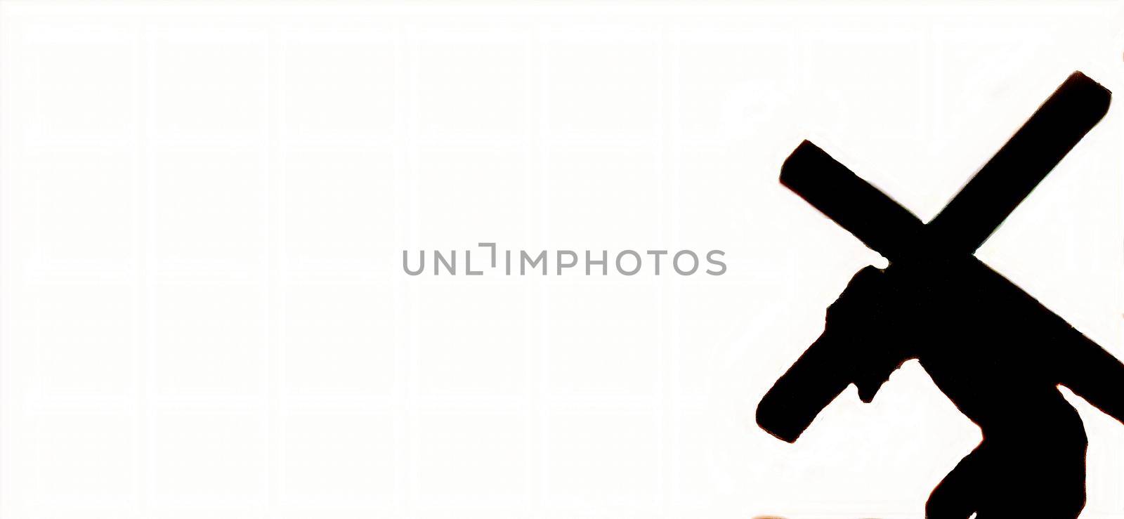 silhouette of Jesus carrying the cross on a white background. by andre_dechapelle