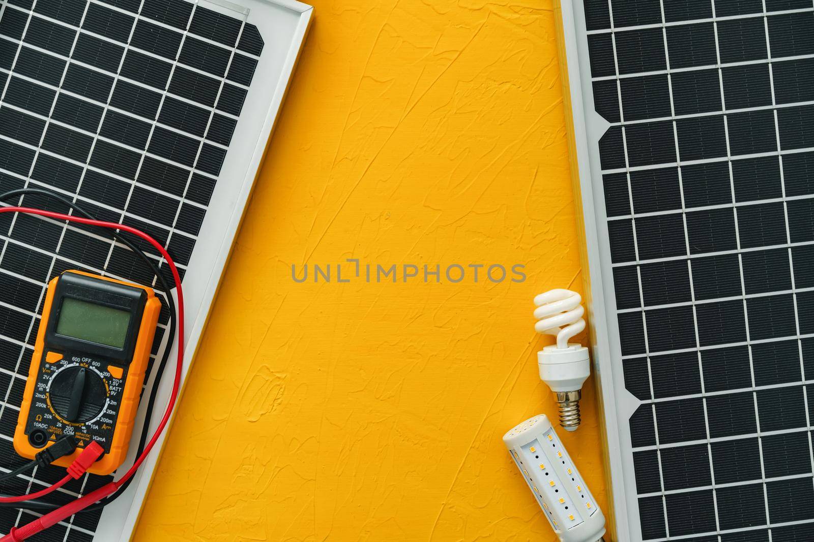 Alternative energy solar power panel close up by Fabrikasimf